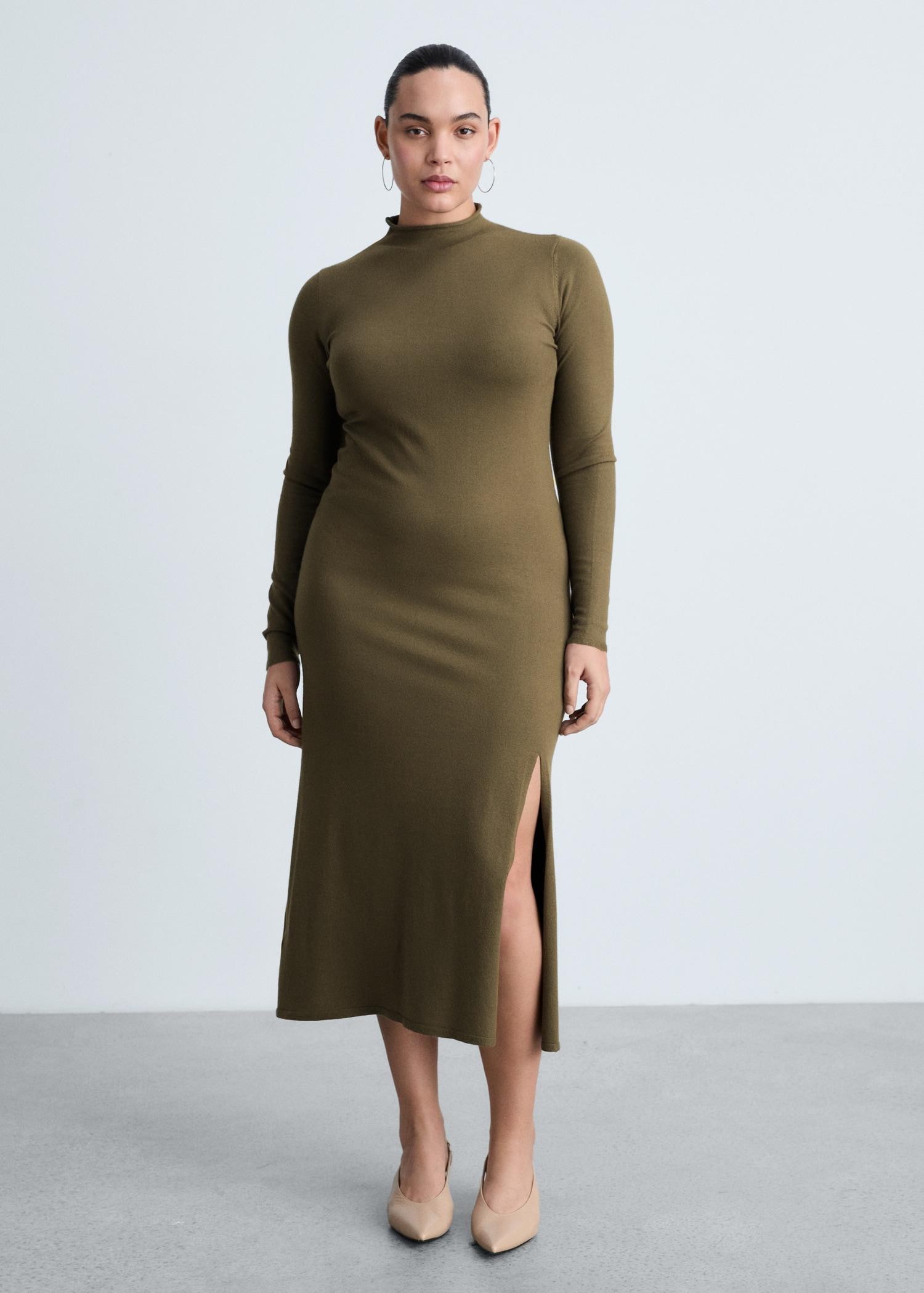 Side slit knit dress - Women | MANGO USA Product Image