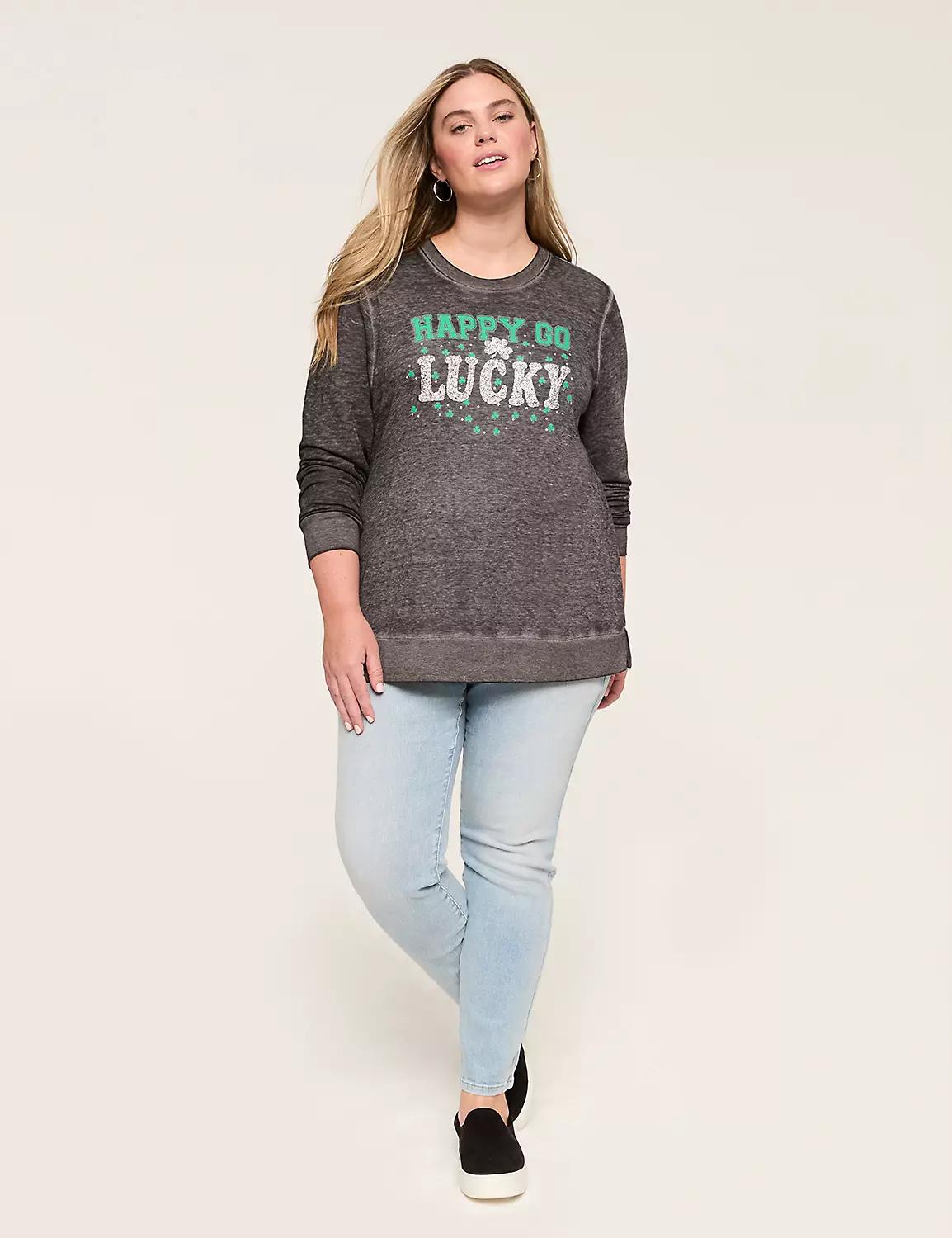 Embellished Happy Go Lucky Graphic Sweatshirt Product Image