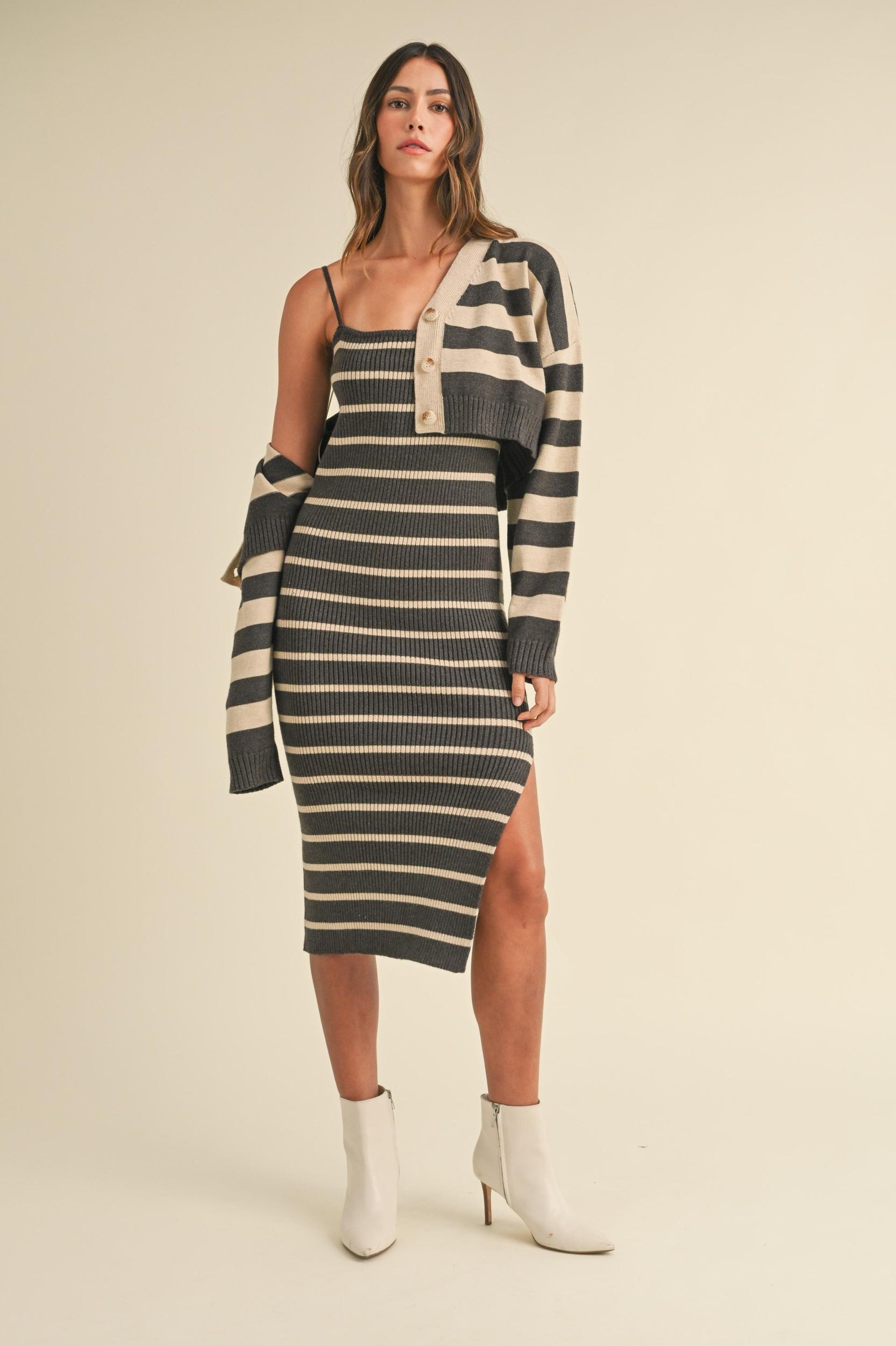 Bodycon Midi Dress and Crop Cardigan Set Product Image
