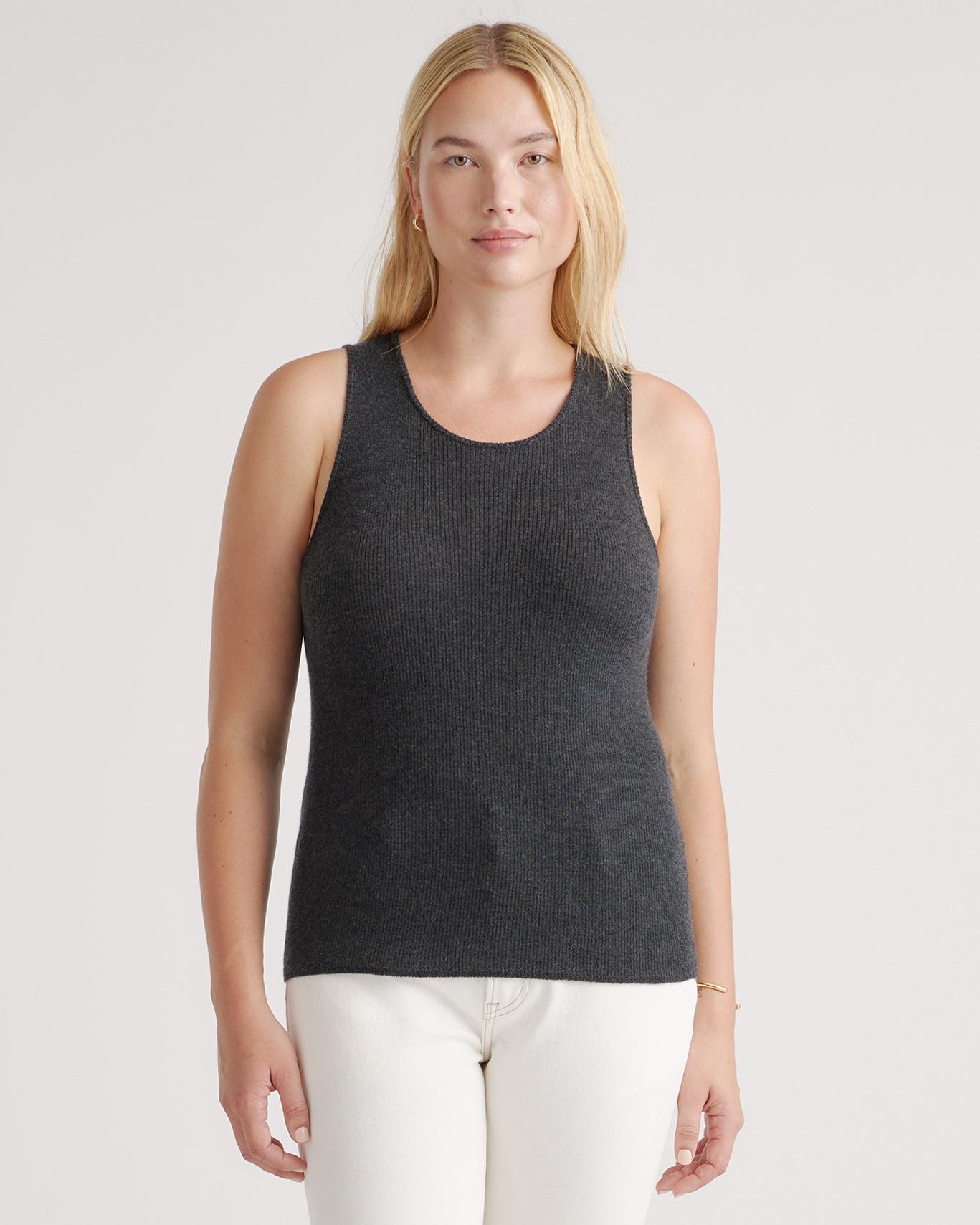Quince | Women's Featherweight Cashmere Ribbed Tank Top Size XL Product Image