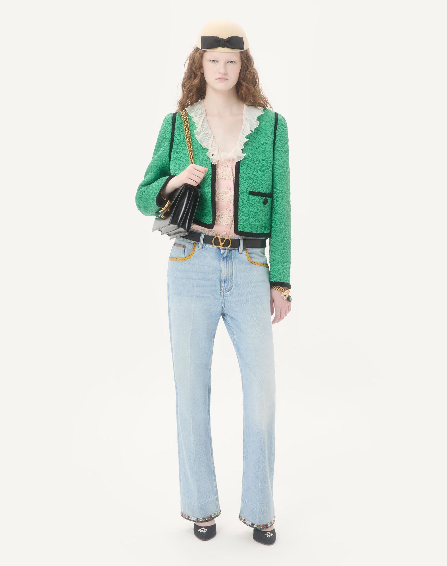 Embroidered Denim Pants Product Image