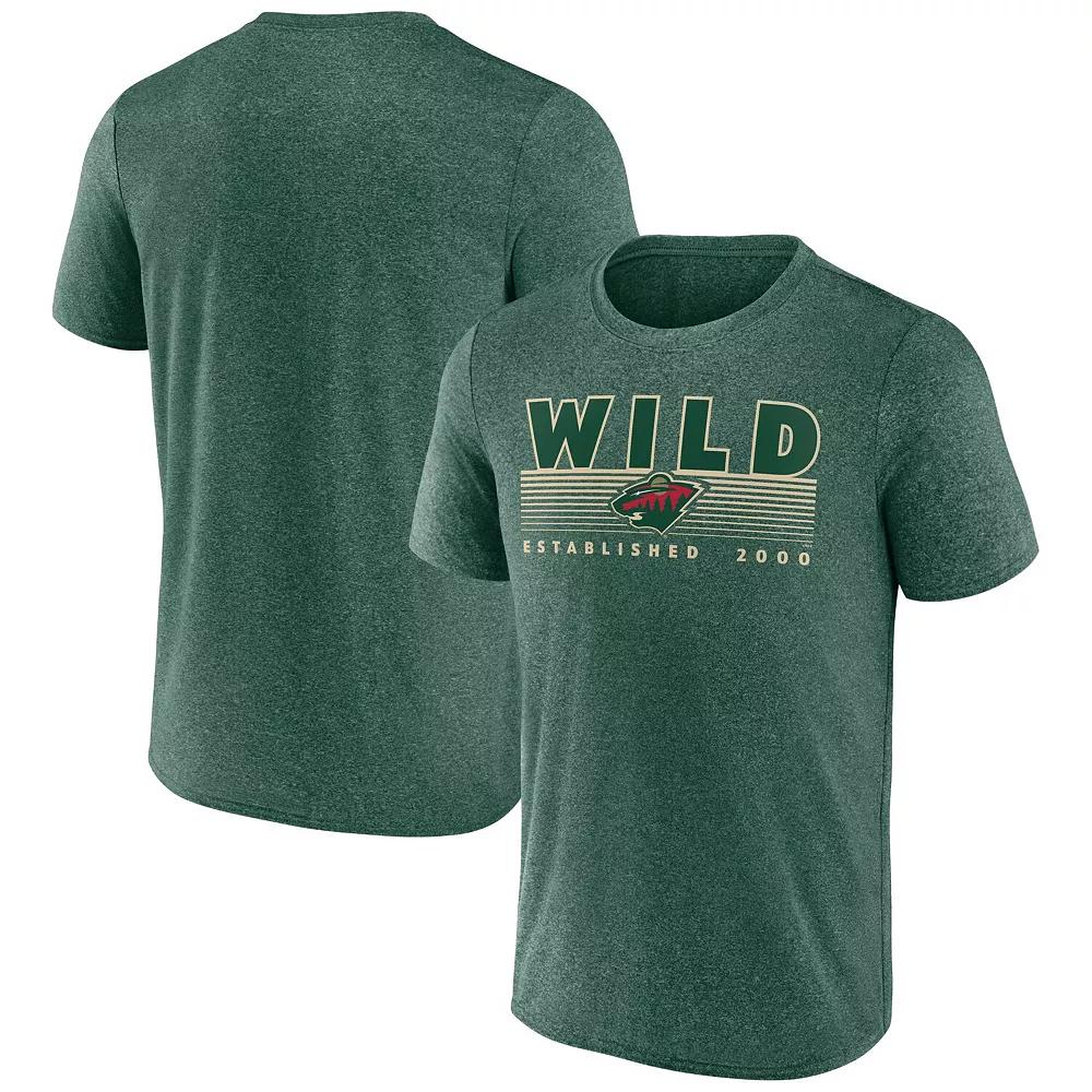 Men's Fanatics Branded Heathered Green Minnesota Wild Prodigy Performance T-Shirt,  Product Image