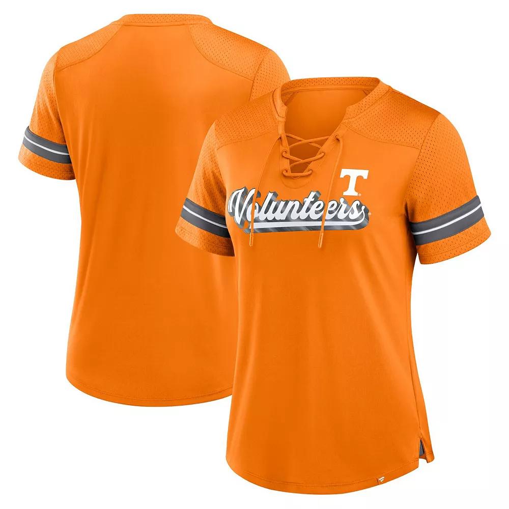 Women's Fanatics Tennessee Orange Tennessee Volunteers Fundamental Overtime Readiness Athena Lace-Up V-Neck T-Shirt,  Product Image