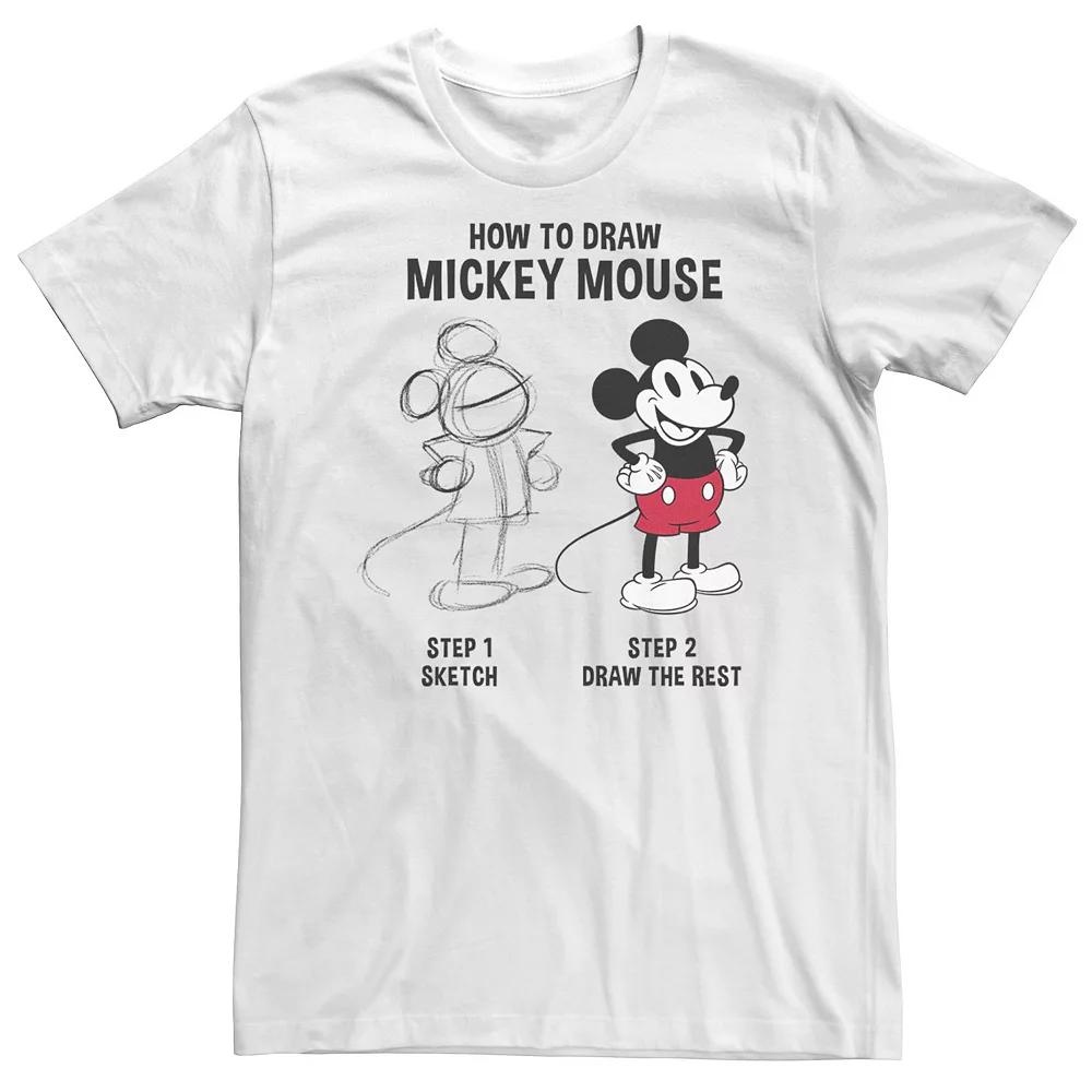 Big & Tall Disney Mickey Mouse How to Draw Mickey Tee, Men's,  Product Image