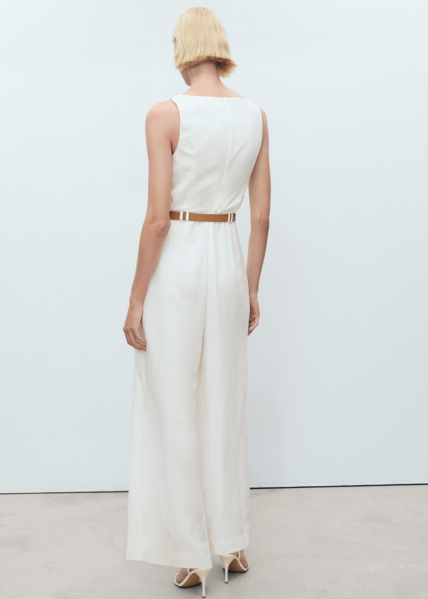 Long lyocell jumpsuit with belt - Women | MANGO USA Product Image