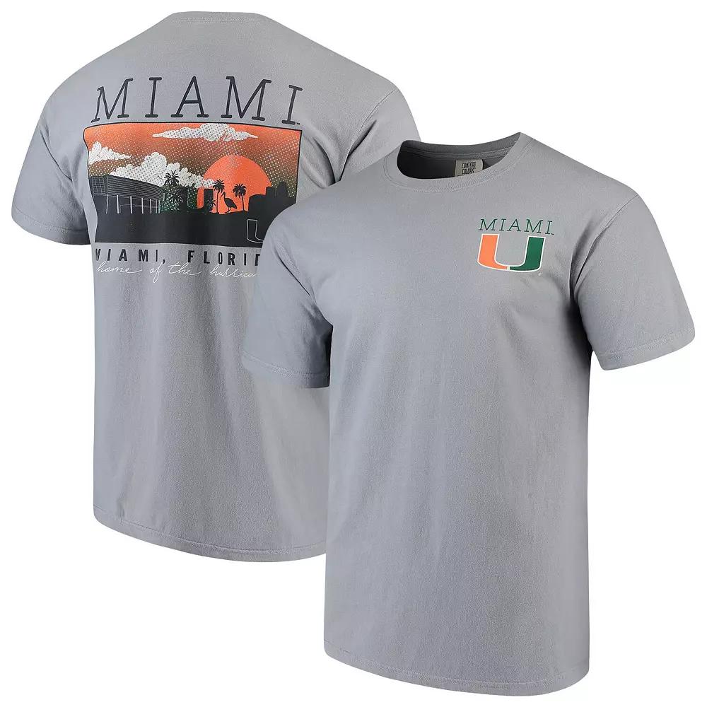 Men's Gray Miami Hurricanes Comfort Colors Campus Scenery T-Shirt, Size: Small, Grey Product Image