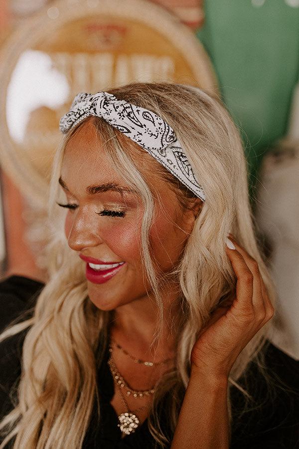 Fan Zone Paisley Headband In White Product Image