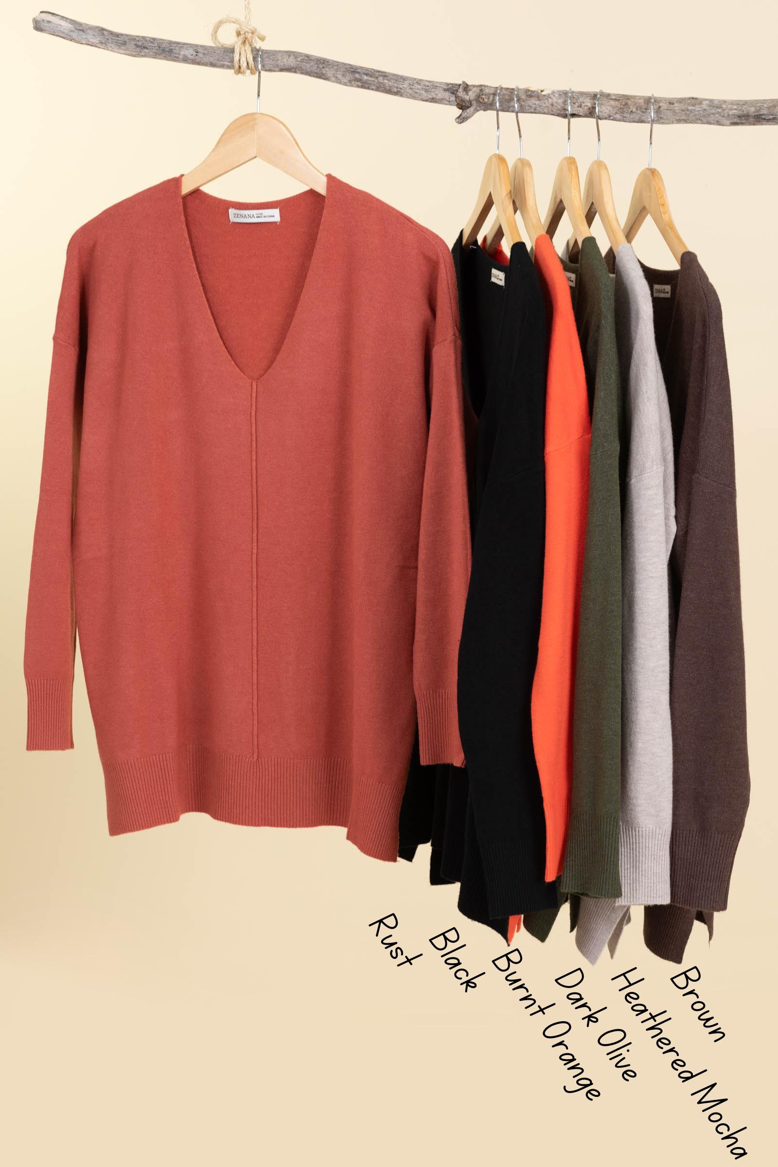 V-Neck Lightweight Sweaters With Seam Detail Product Image