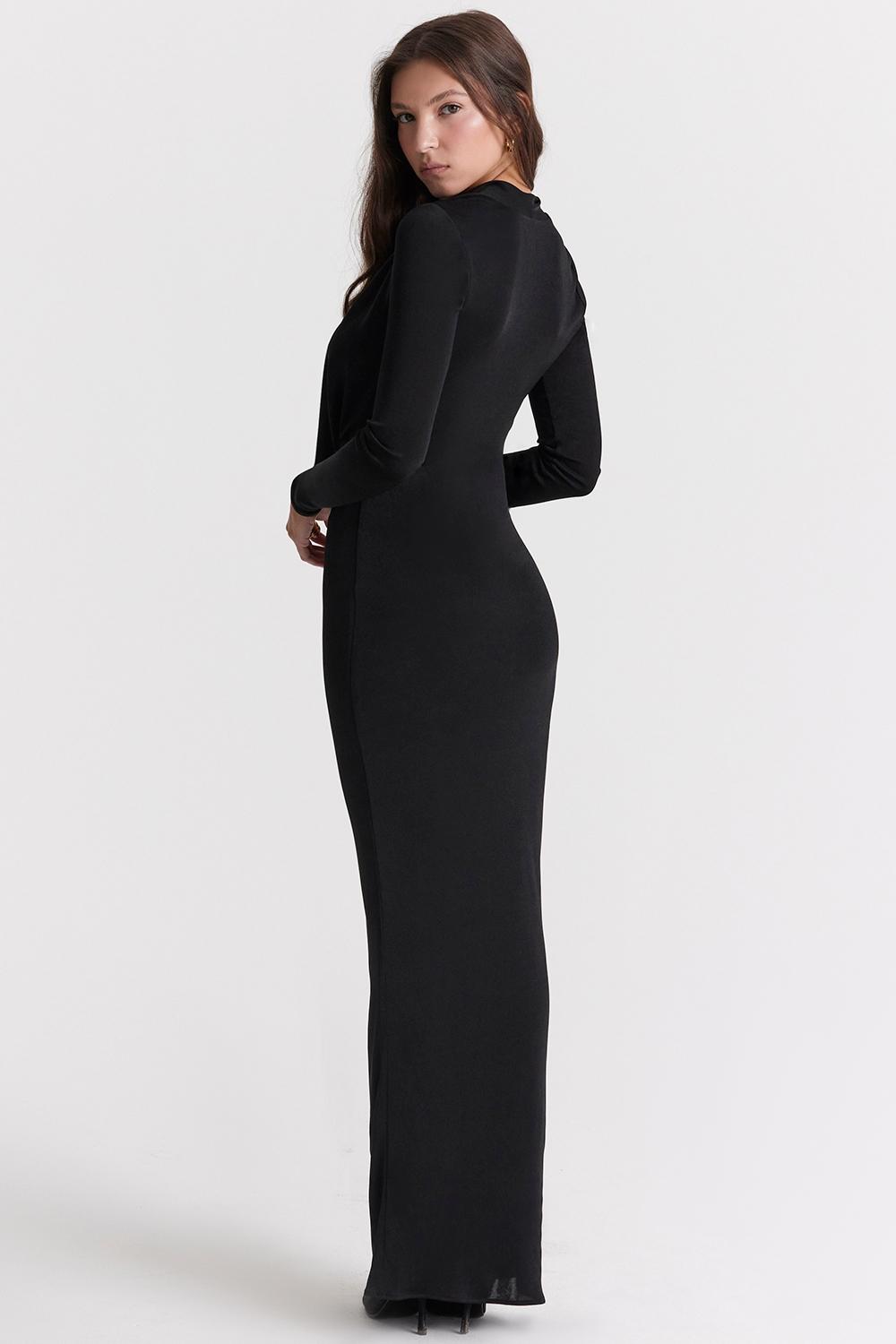 Saskia  black draped maxi dress Product Image