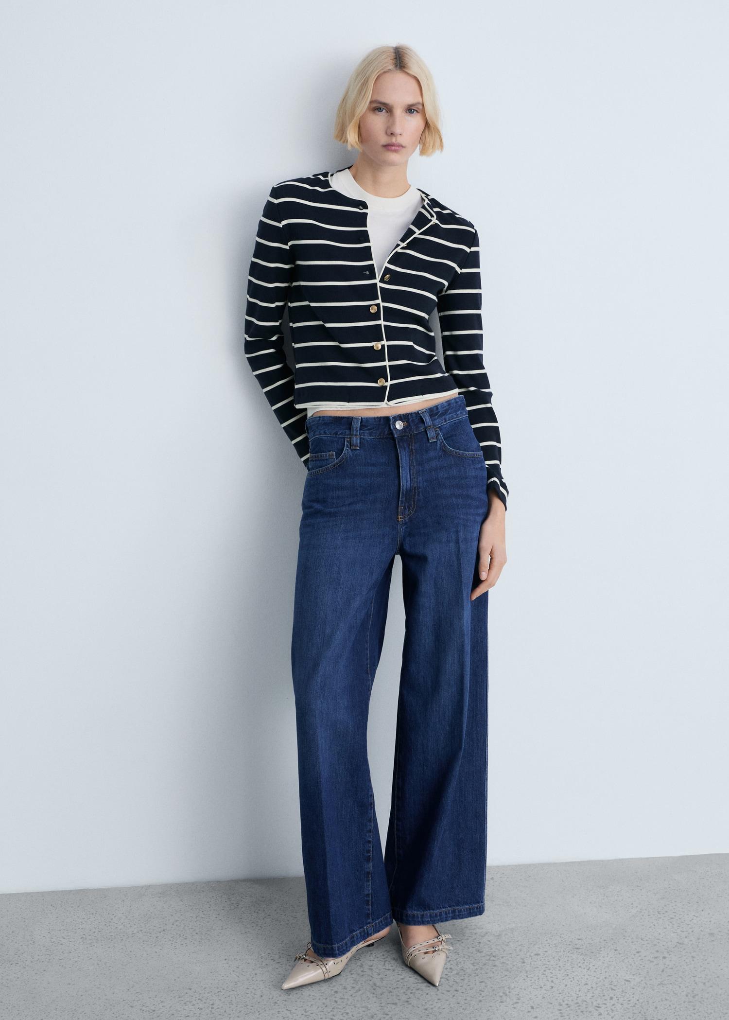 Stripped knit cardigan - Women | MANGO USA Product Image