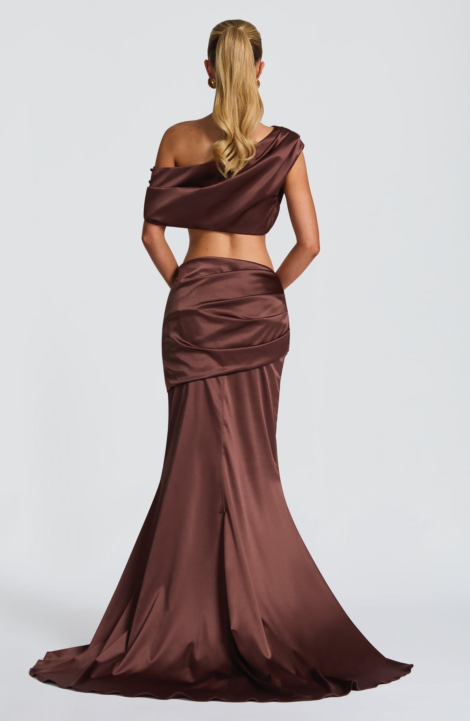 Claudette Maxi Skirt - Plum Brown Product Image