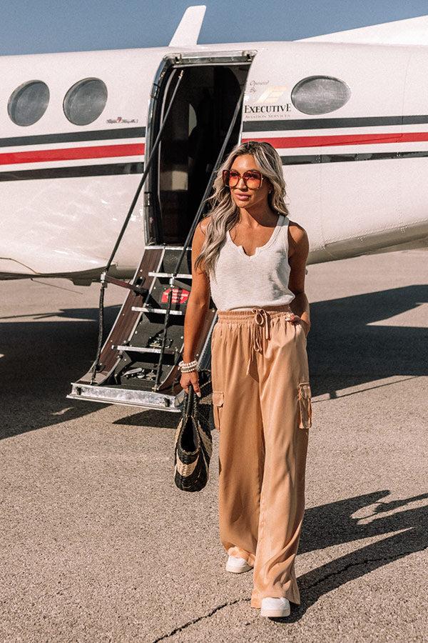 Sure And Steady High Waist Trousers In Tan Product Image