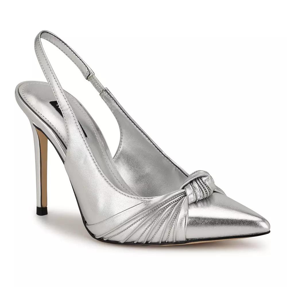 Nine West Faive Women's Dress Slingback Pumps, Size: 7, Silver Product Image