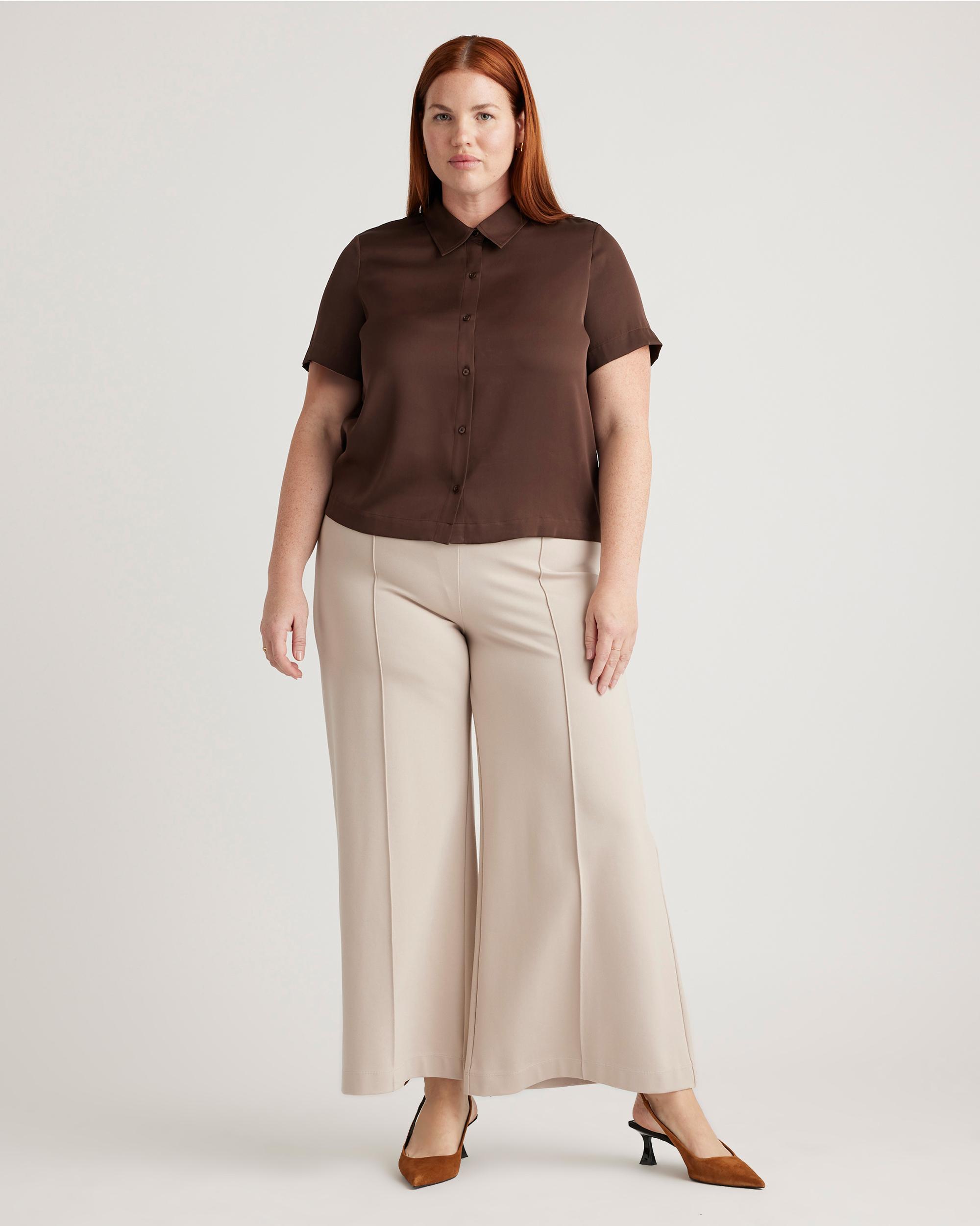 Quince | Women's Washable Stretch Silk Short Sleeve Blouse Product Image