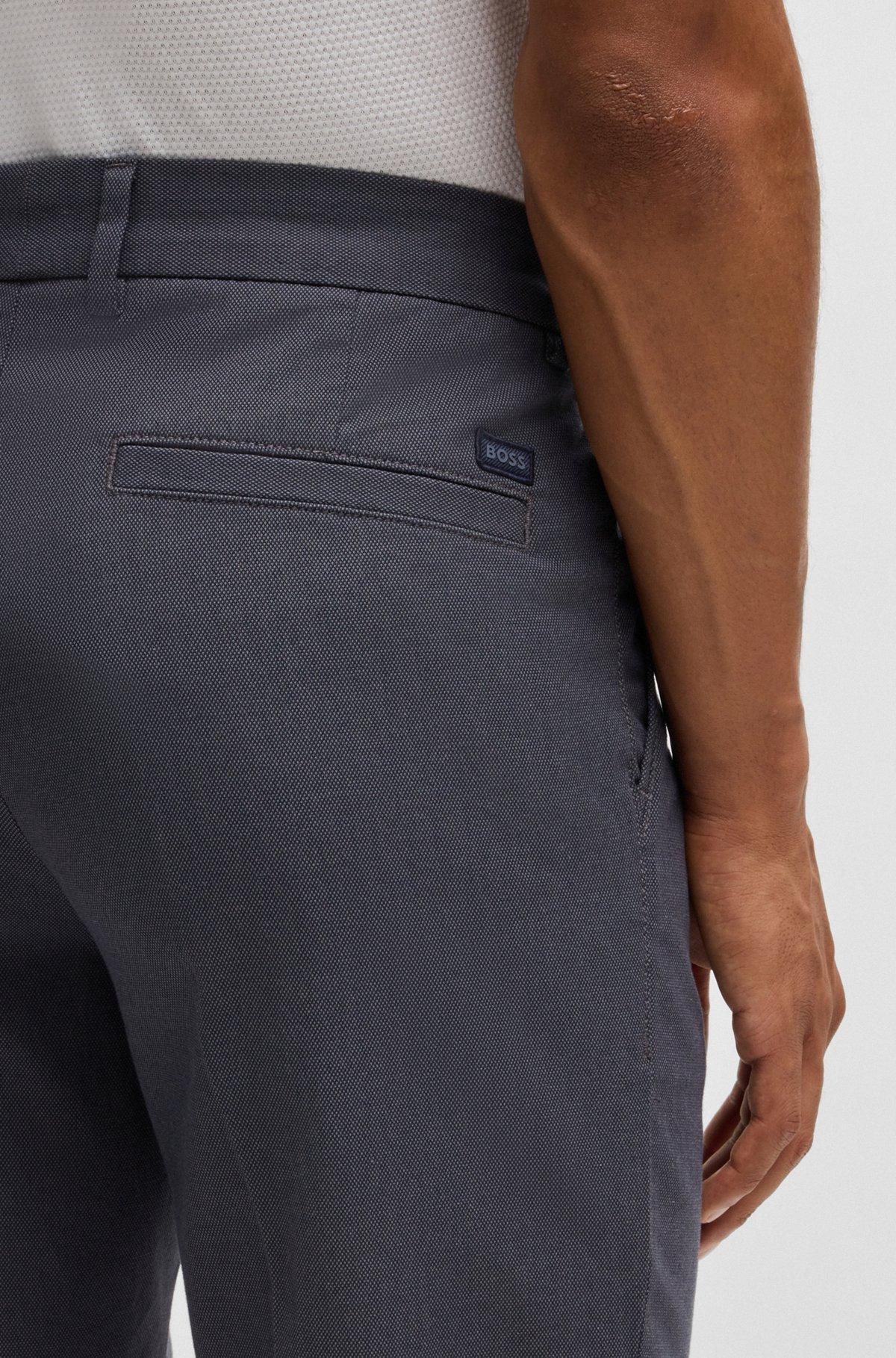 Regular-fit trousers in micro-patterned stretch cotton Product Image
