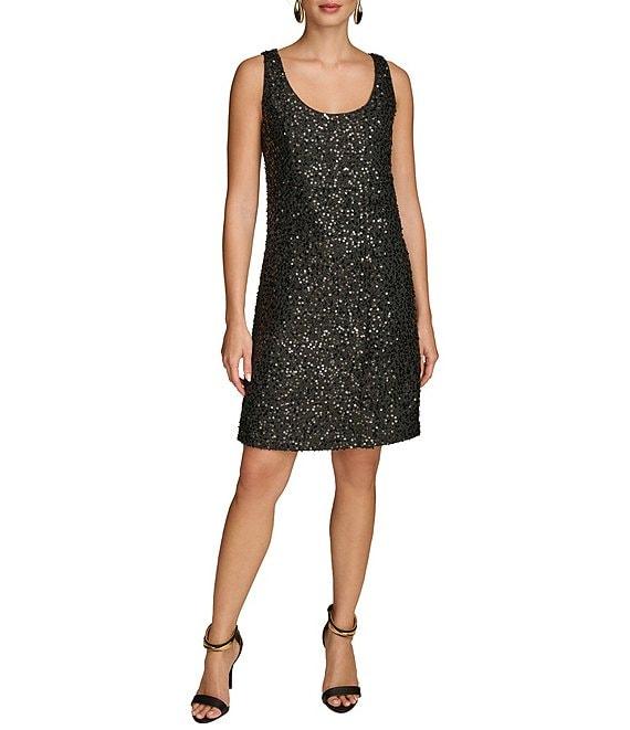 Donna Karan Sequin Tweed Scoop Neck Jacket Dress Product Image
