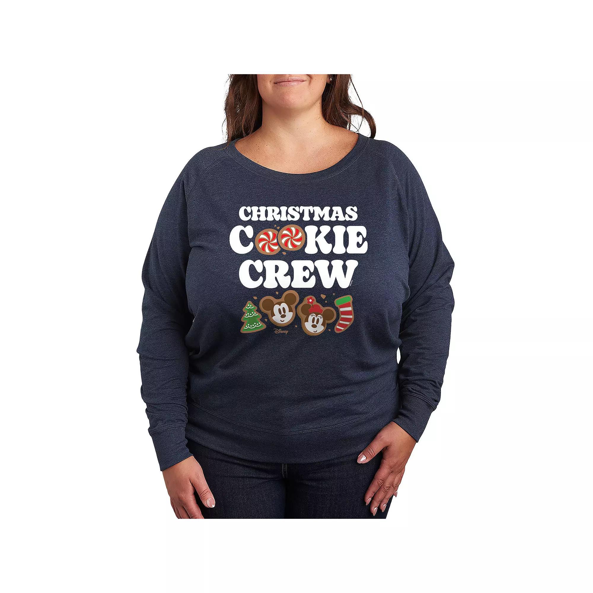 Disney's Mickey & Minnie Mouse Plus Size Christmas Cookie Crew French Terry Long Sleeve Tee, Women's, Size: 1XL, Grey Heather Product Image