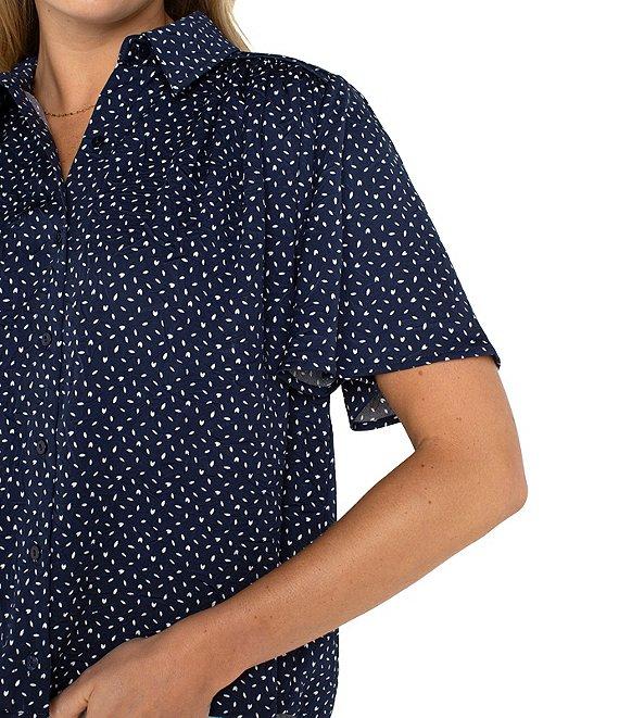 Liverpool Los Angeles Woven Printed Point Collar Short Sleeve Blouse Product Image