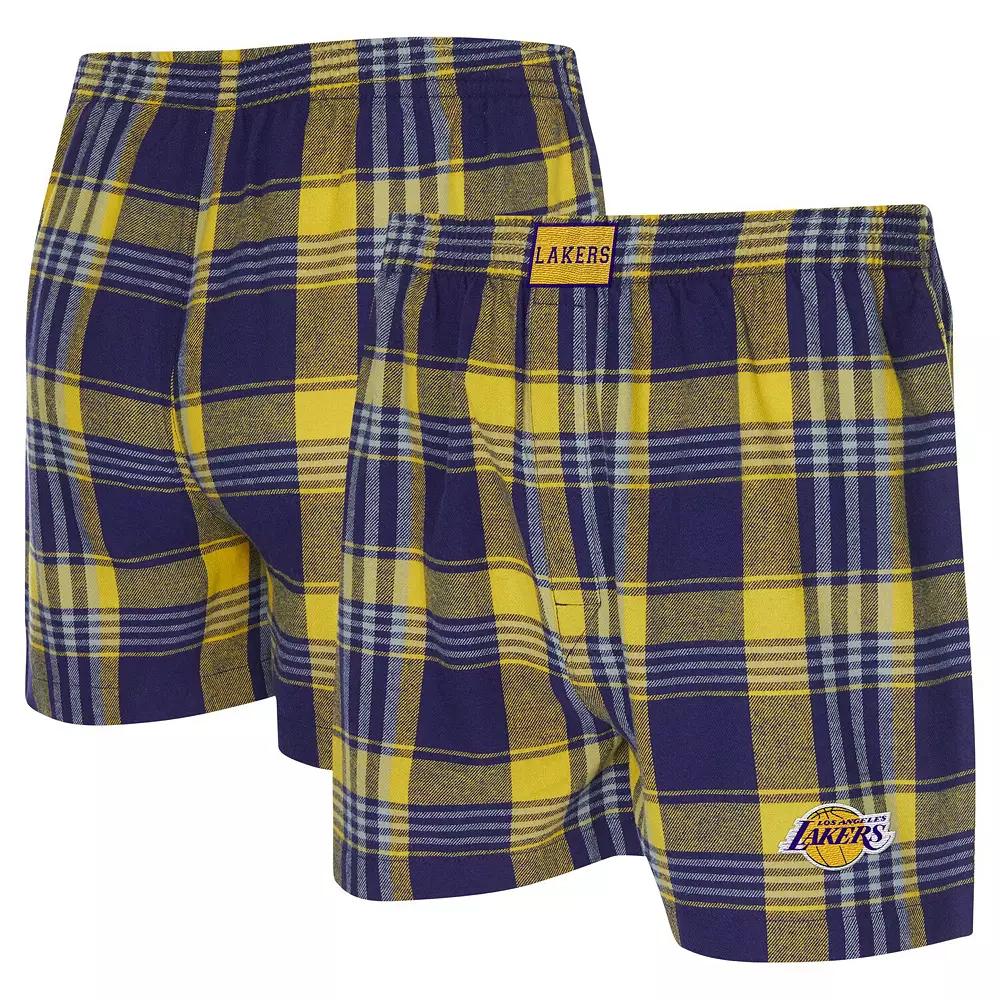 Men's Concepts Sport Purple Los Angeles Lakers Region Flannel Boxer Short, Size: Medium Product Image