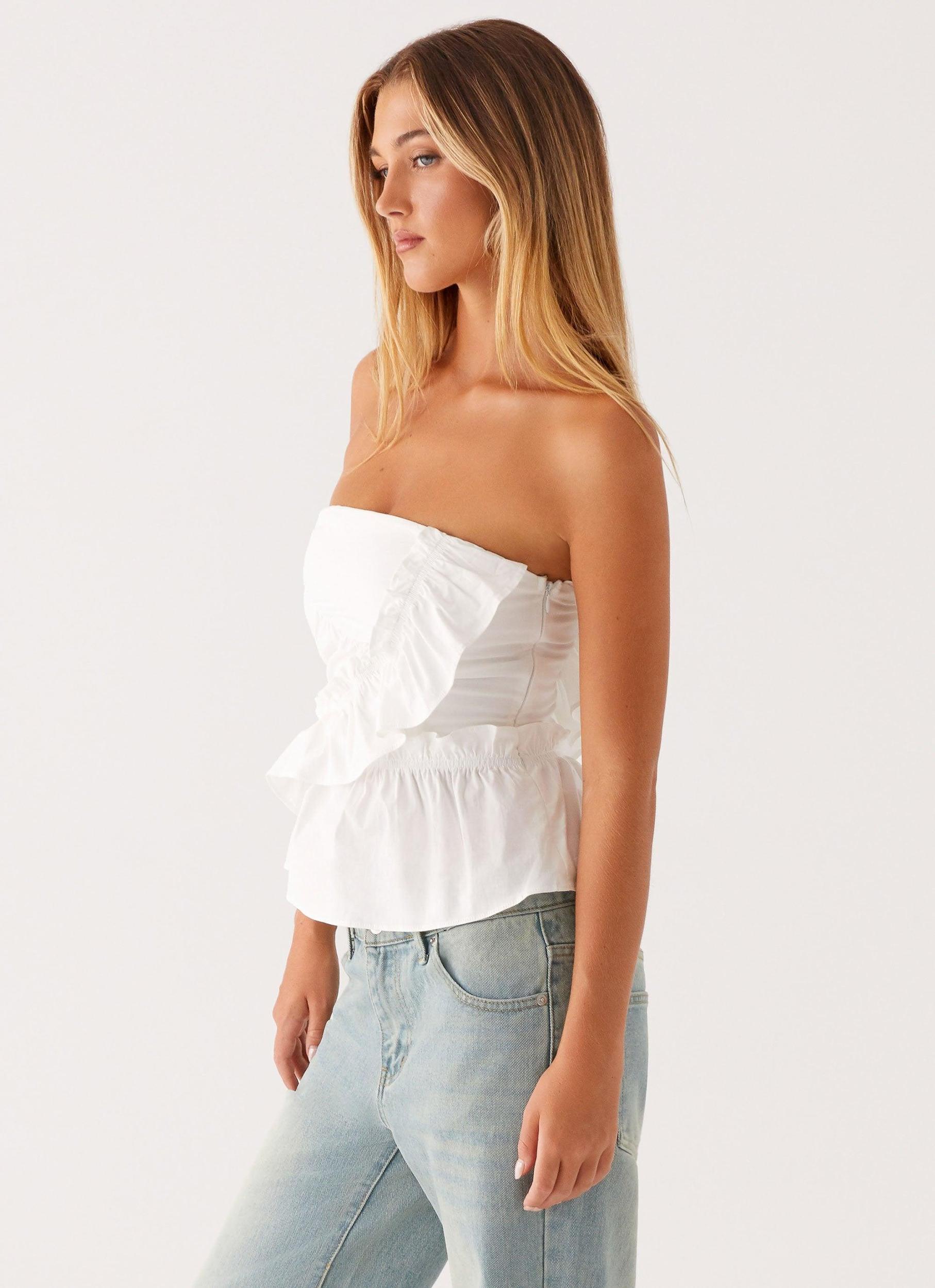 Roisin Ruched Top - White Product Image