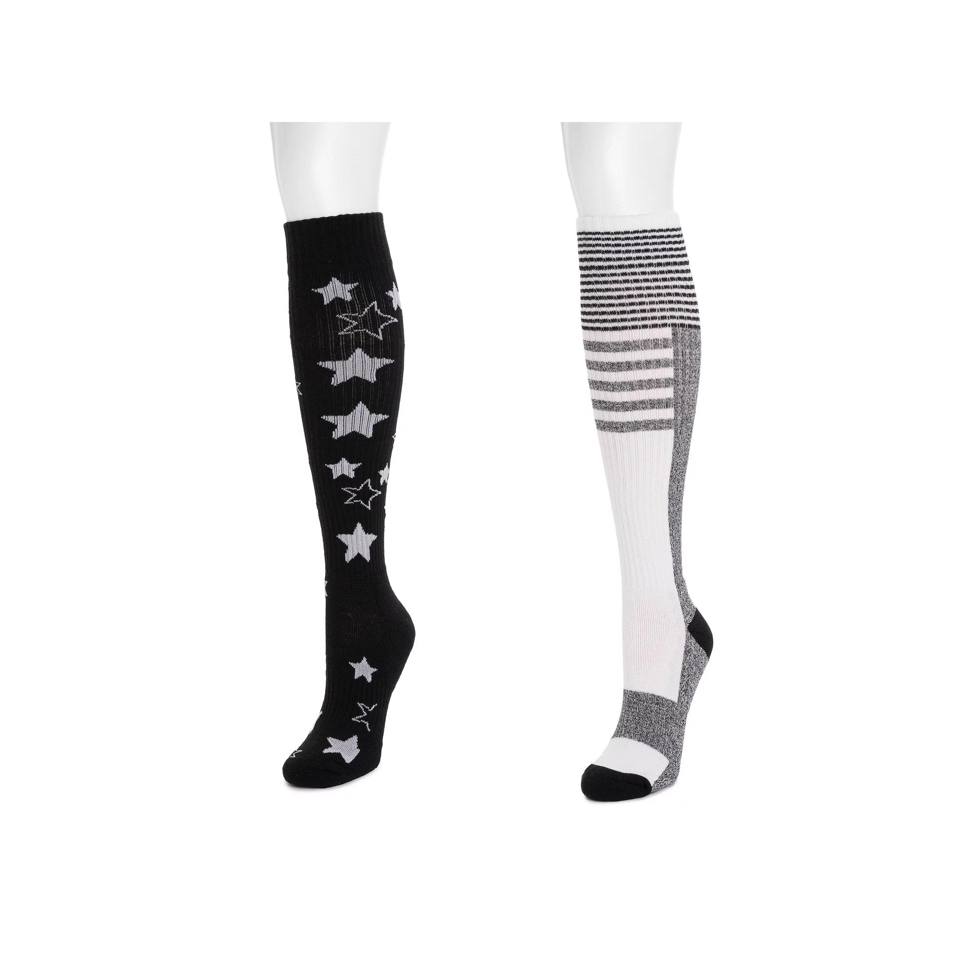 Womens MUK LUKS Cotton Compression Knee-High Socks 2-Pack Product Image