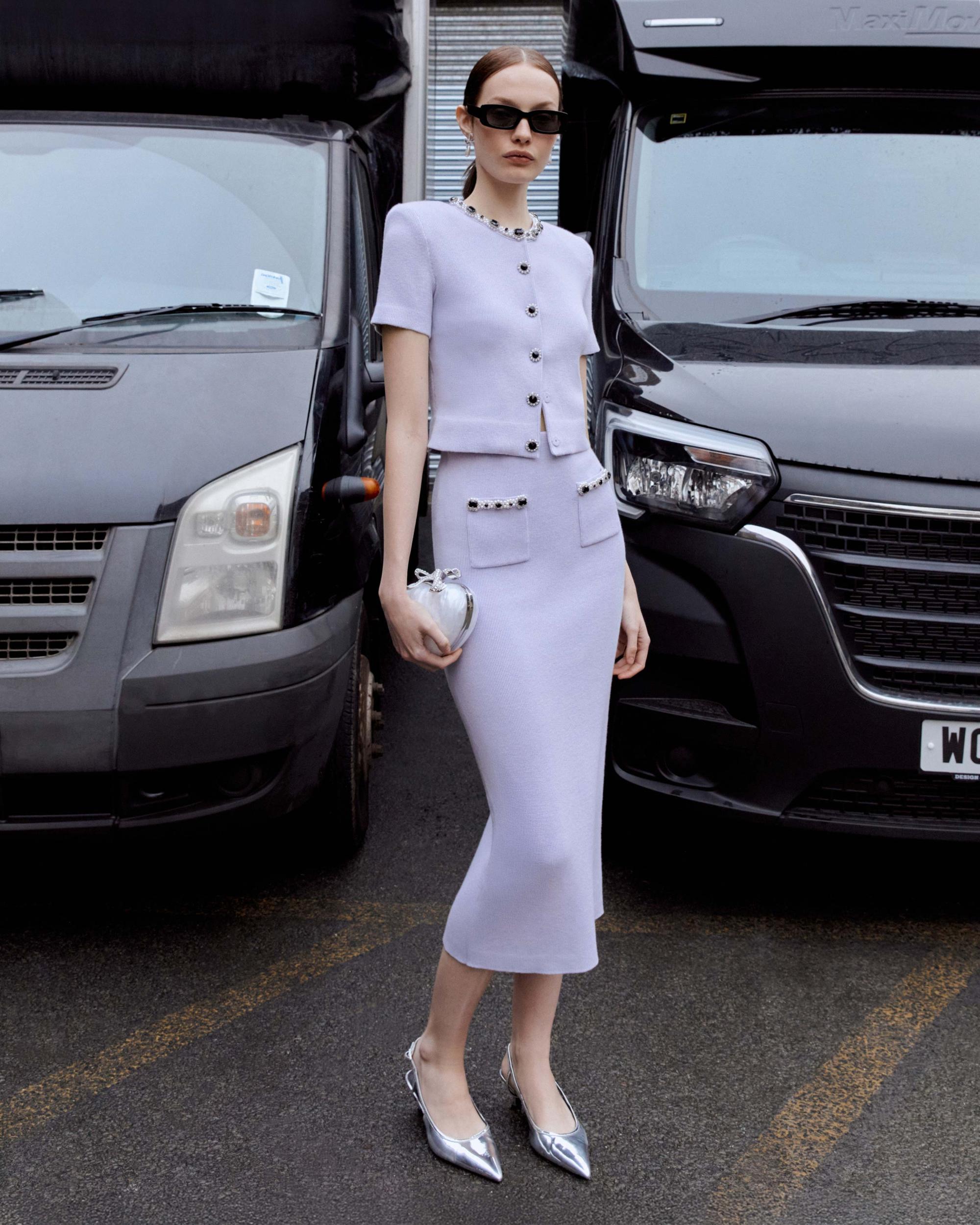 Lilac Embellished Knit Top Product Image