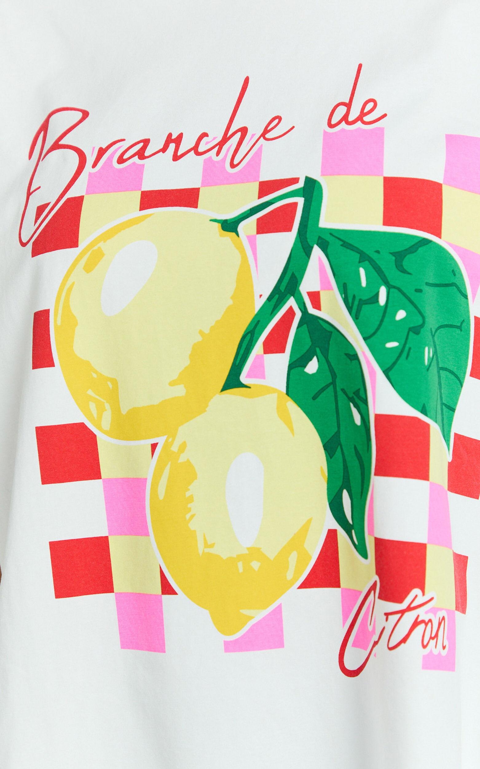 Fiona Top - Oversized Lemons Print T-Shirt in White Product Image