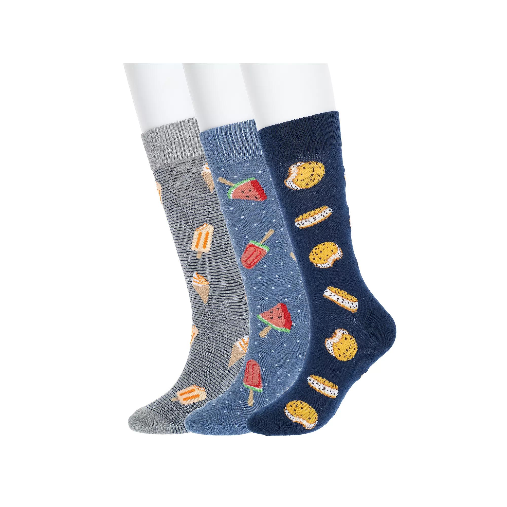 Men's Sonoma Goods For Life® 3-pack Mixed Novelty Socks, Ice Ivory Treats Product Image