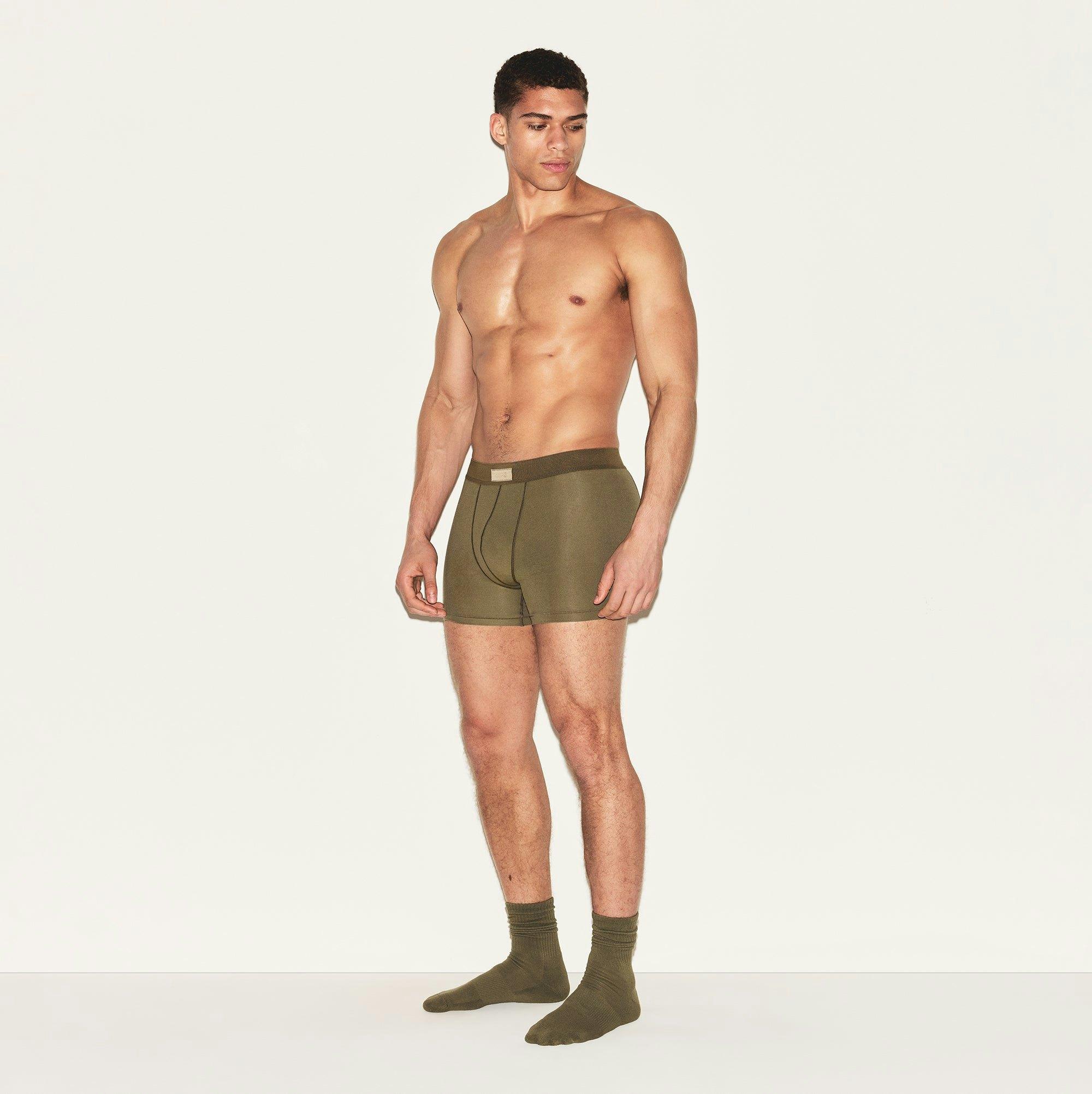 SKIMS COTTON MENS 3" BOXER BRIEF | ARMY Product Image