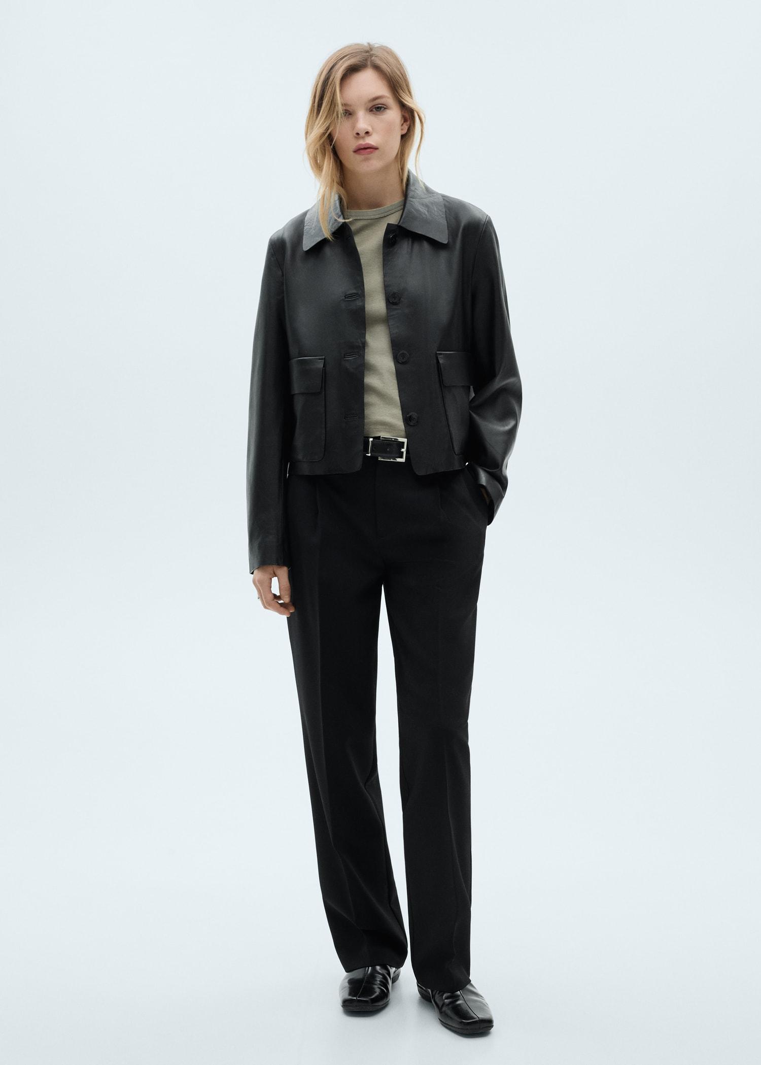 Straight-fit pleated pants - Women | MANGO USA Product Image