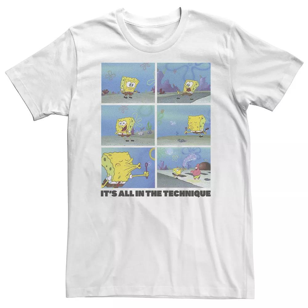 Big & Tall SpongeBob SquarePants "It's All In The Technique" Tee, Men's, Size: 5XL, White Product Image