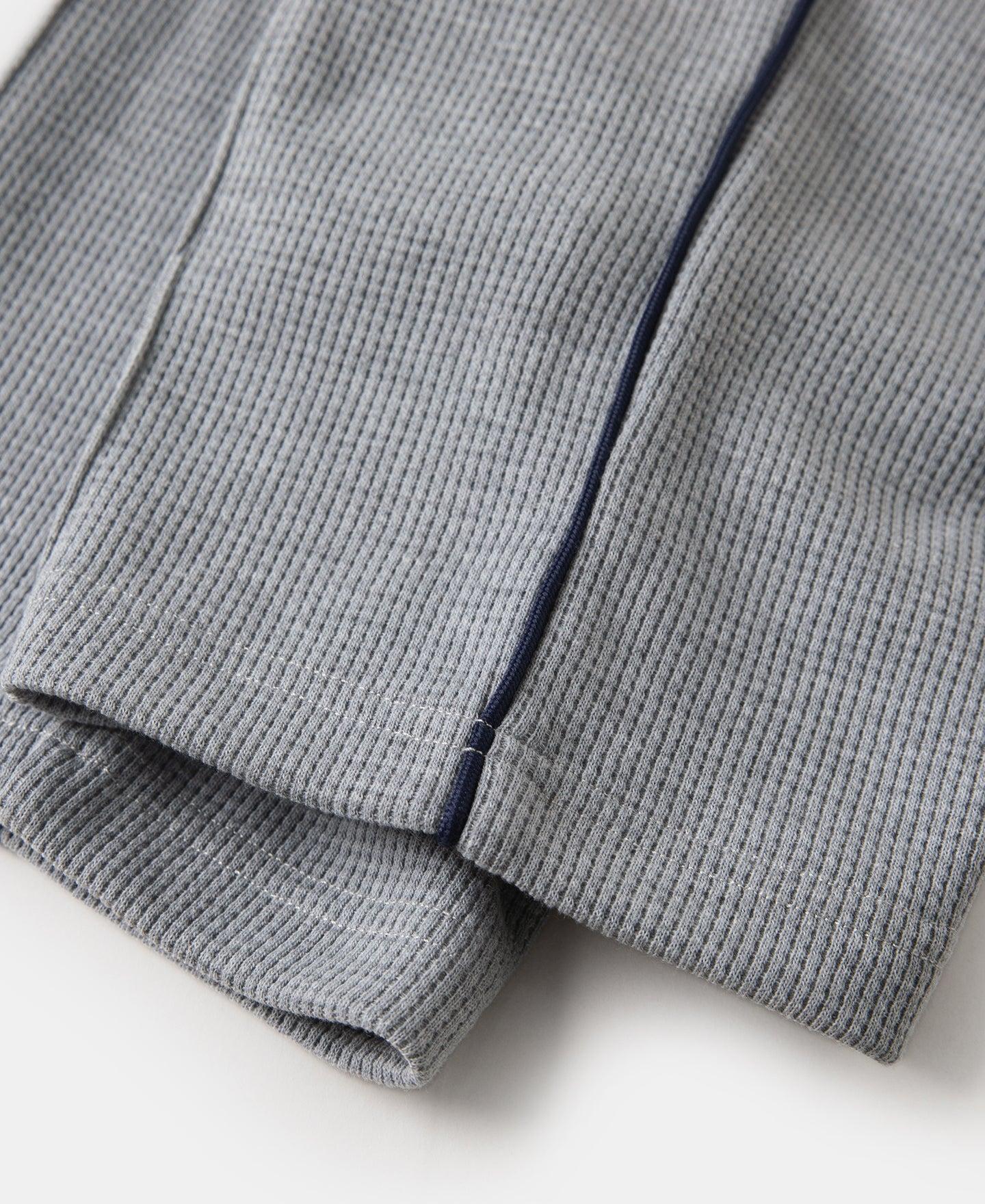 1970s Heavyweight Waffle Knit Jogger Pants - Gray Product Image