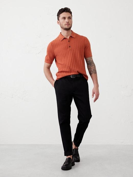 Wide Ribbed Polo Sweater Product Image