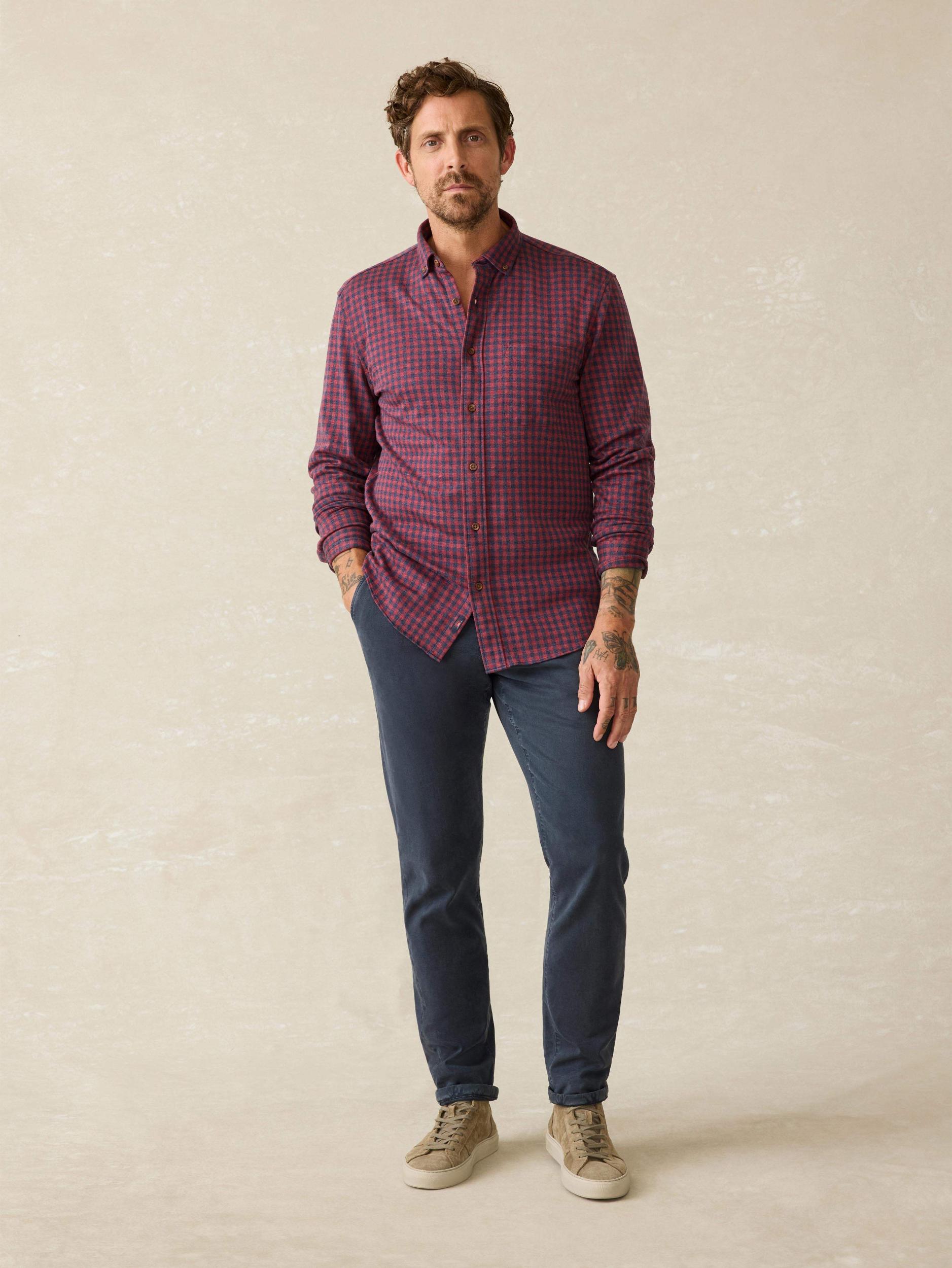 Coastline Knit Shirt - Navy Red Gingham Male Product Image