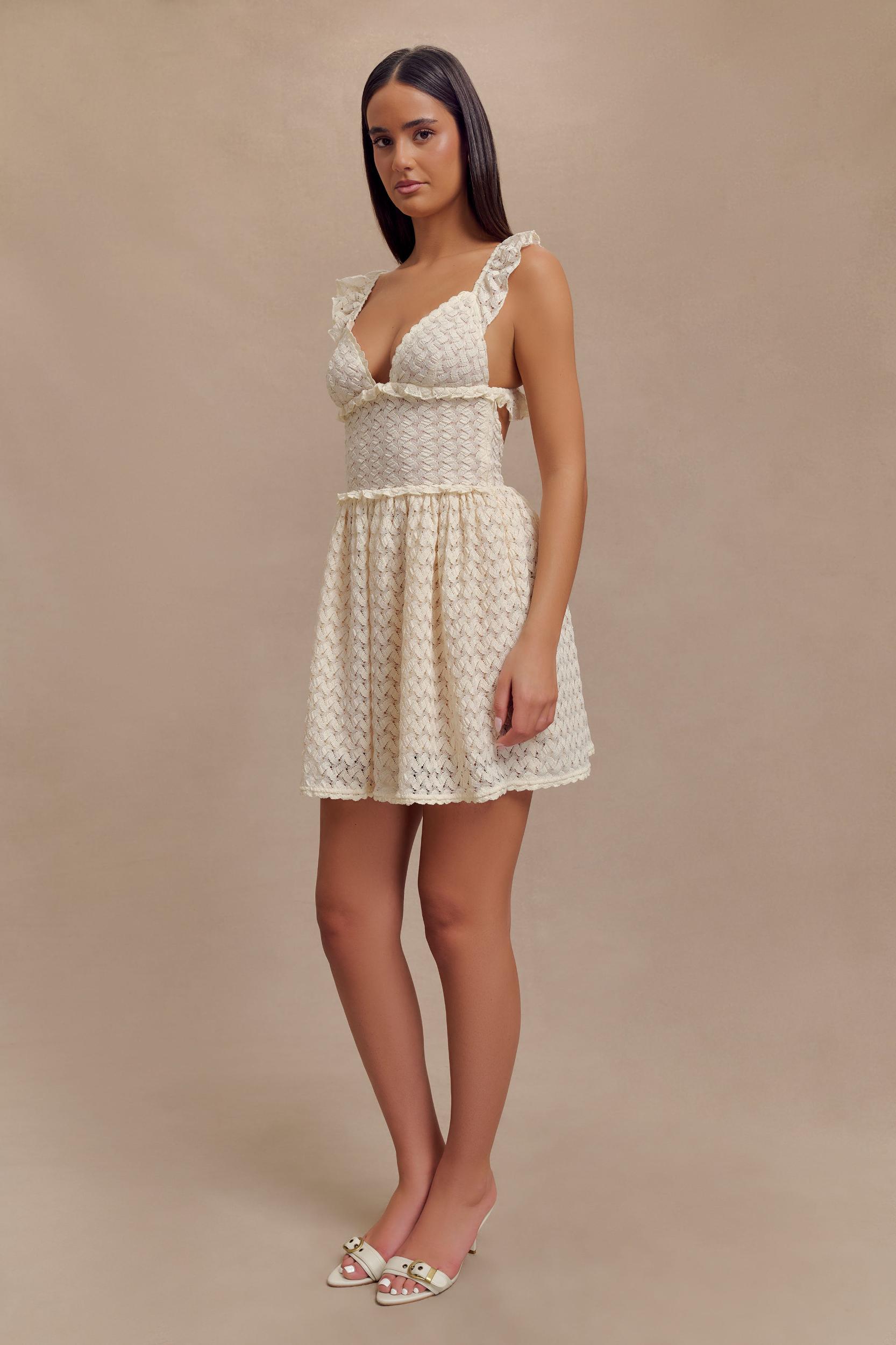 Ezra Lace Mini Dress - Ivory Product Image