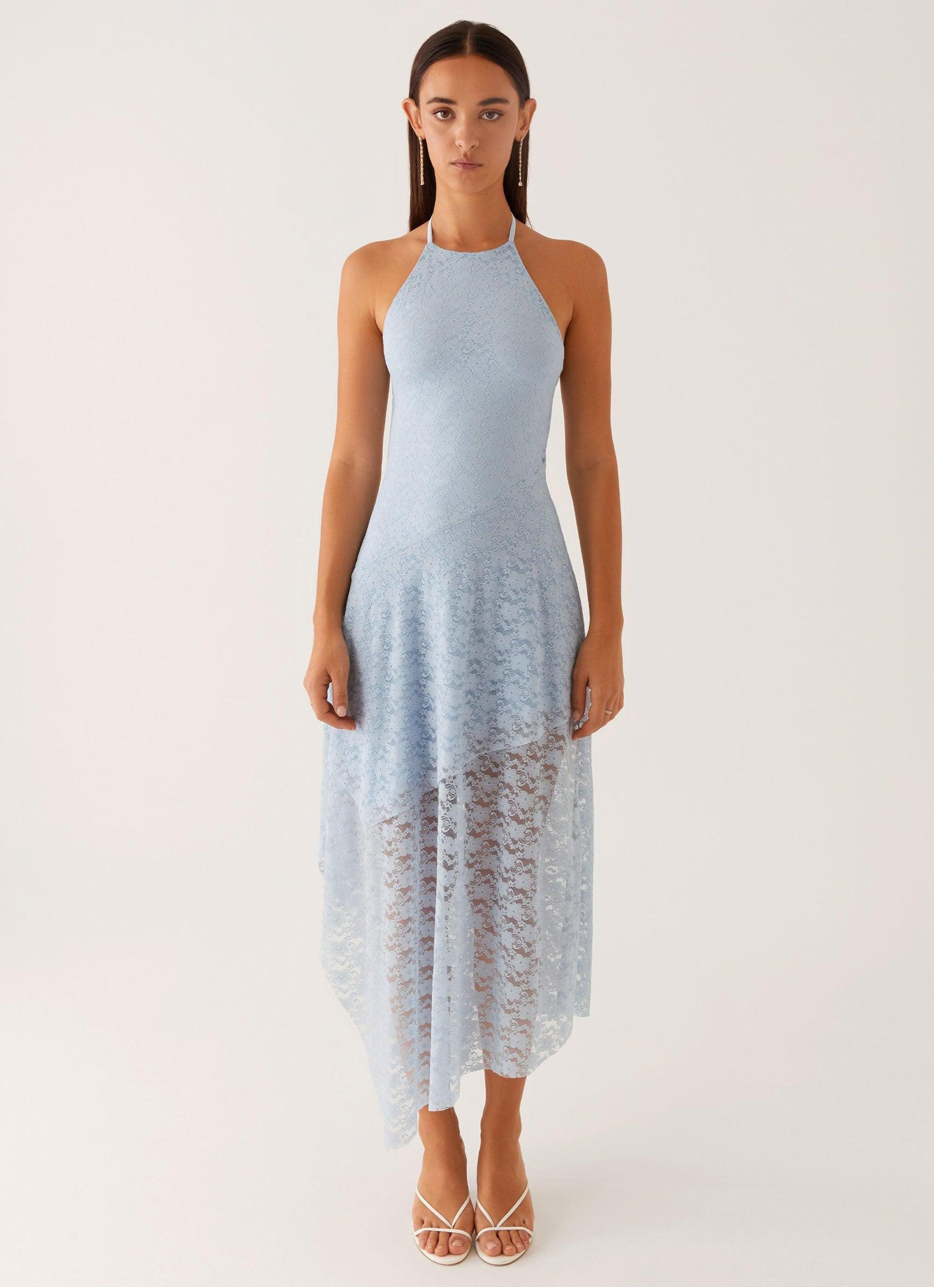 Lyndal Lace Midi Dress - Blue Product Image