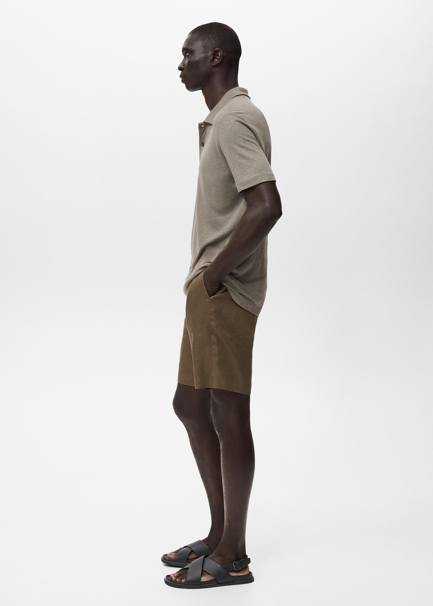 Slim-fit 100% linen bermuda shorts - Men | MANGO USA Product Image