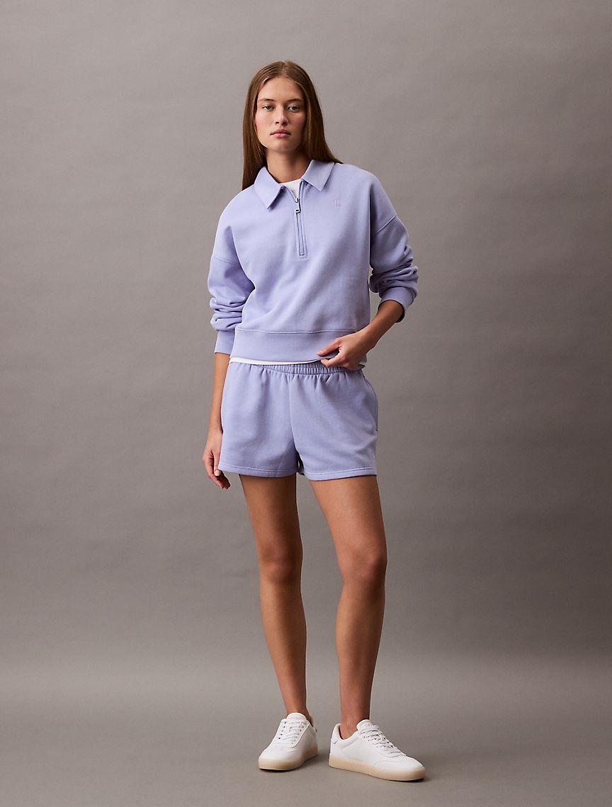 Calvin Klein Womens Archive Logo Fleece Shorts - Purple Product Image