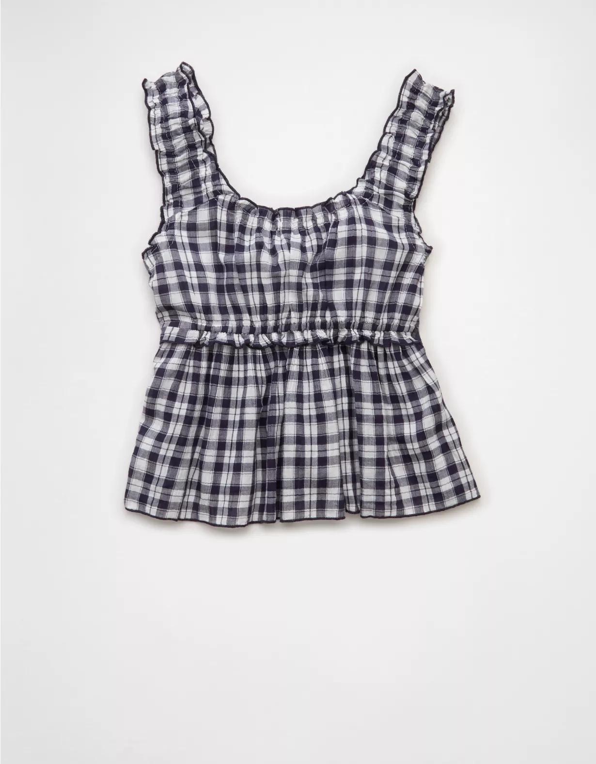 AE Ruched Strap Cropped Tank Top Product Image