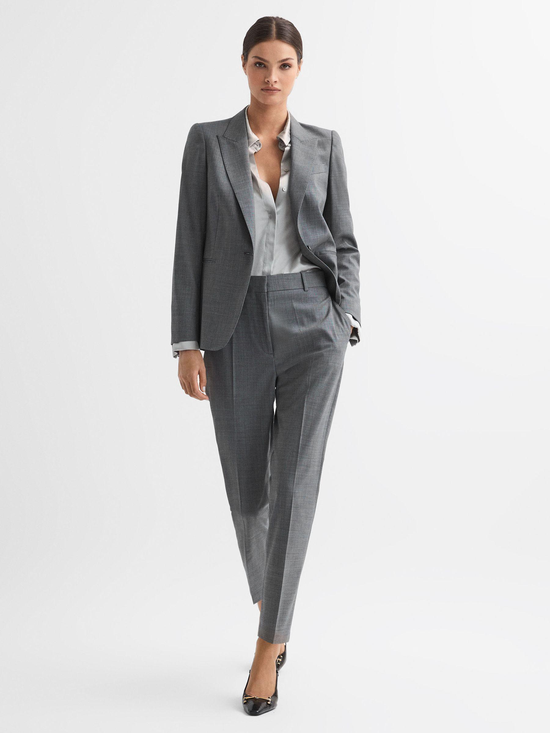 Slim Fit Wool Blend Suit Trousers in Grey Product Image