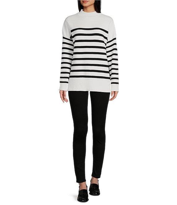 Moa Moa Long Sleeve Mock Neck Stripe Tunic Sweater Product Image