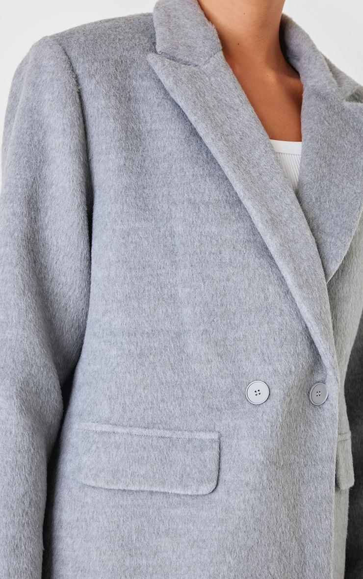 Grey Oversized Textured Wool Look Blazer Product Image