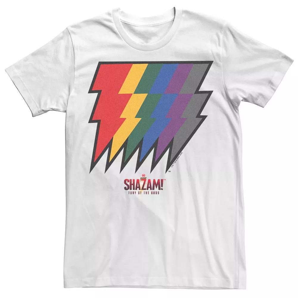 Men's Shazam Fury Of The Gods Rainbos Bolts Logo Tee,  Product Image