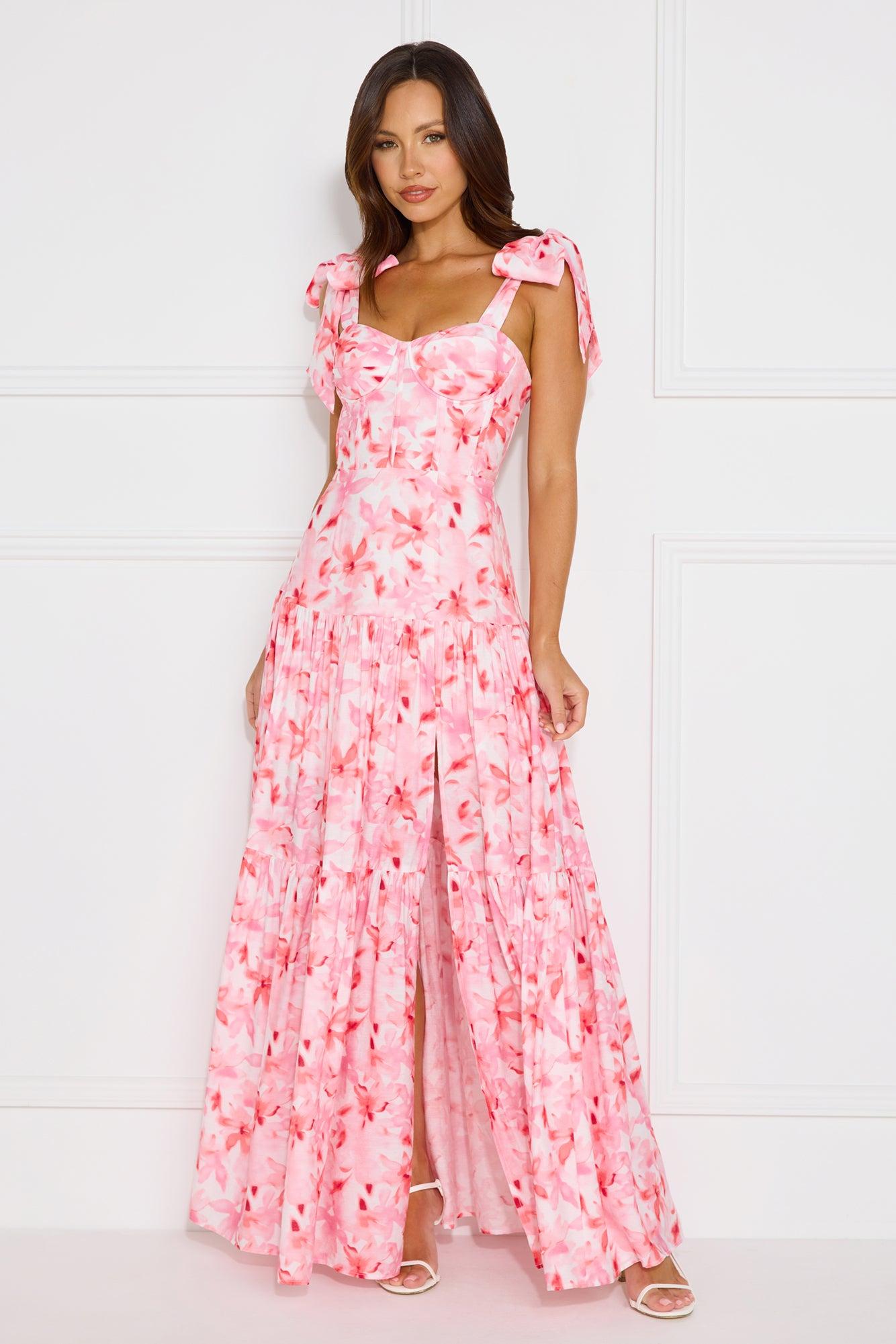 Flirty Dreams Maxi Dress Pink Product Image