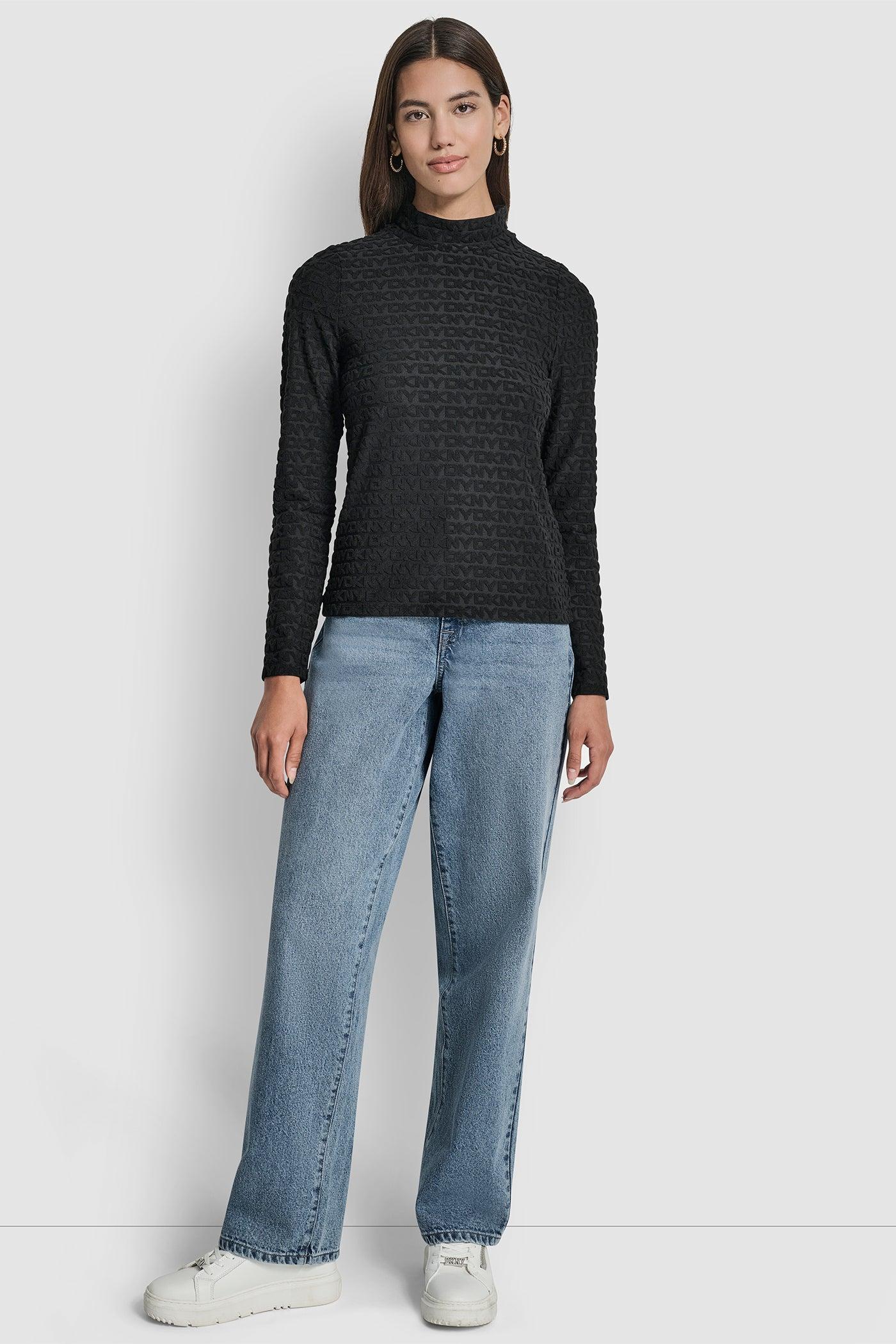 LOGO JACQUARD  LONG SLEEVE MOCK NECK TEE Product Image