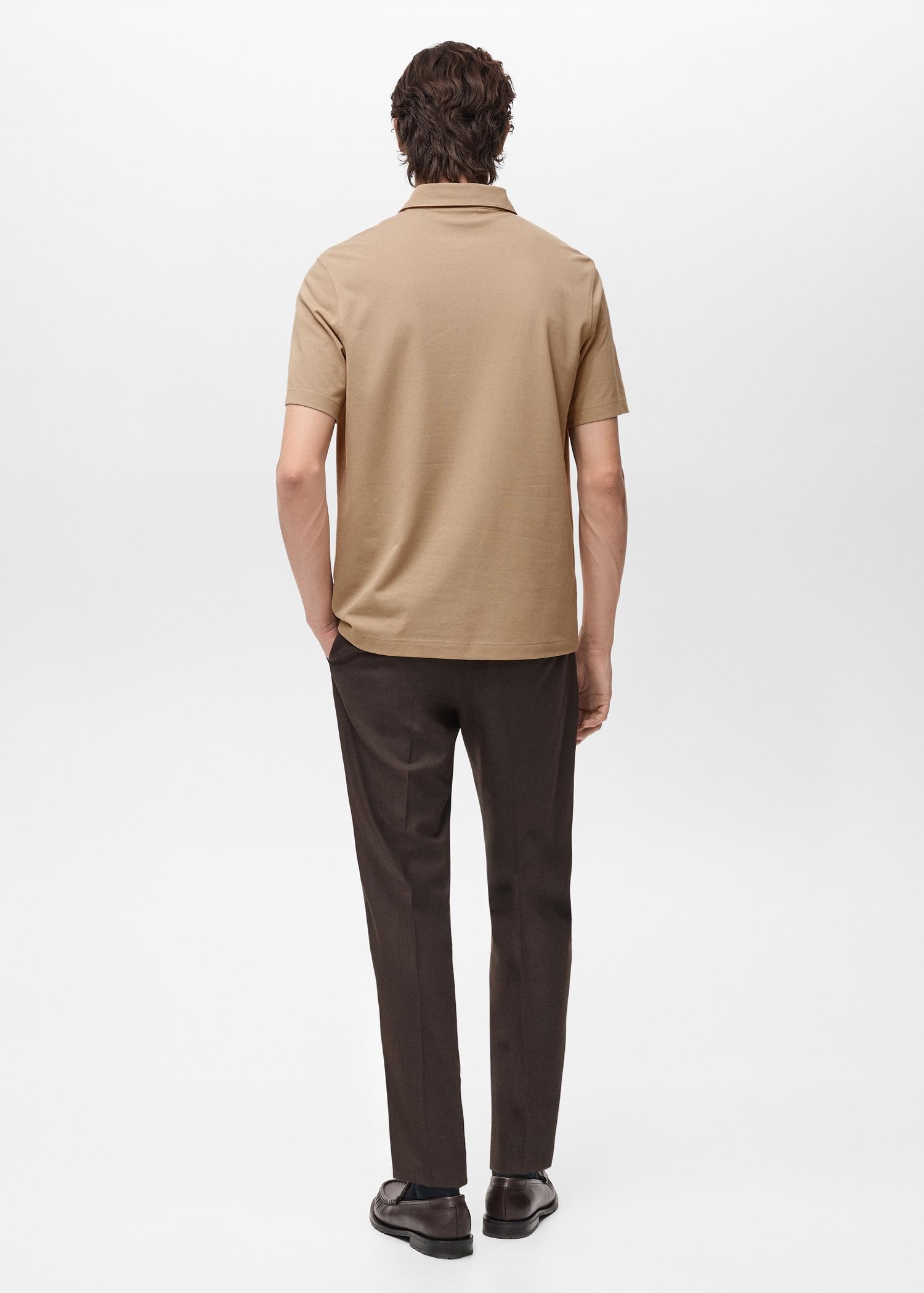 Slim-fit cotton-piqué polo shirt - Men | MANGO USA Product Image