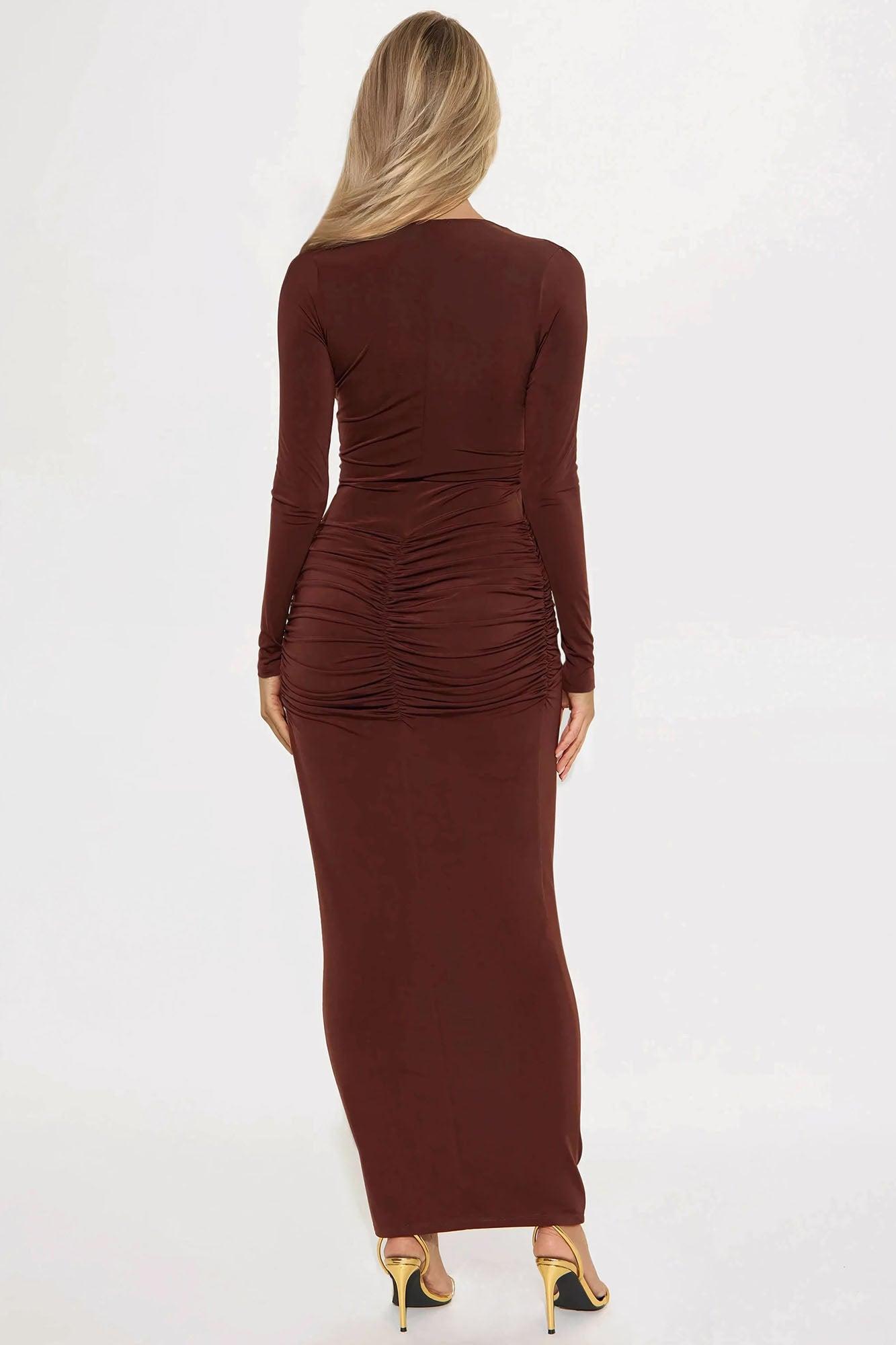 Charlotte Long Sleeve Maxi Dress - Chocolate Product Image