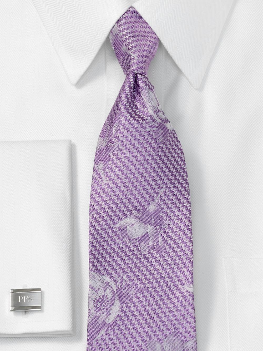 Floral Woven Silk Tie - Purple Product Image