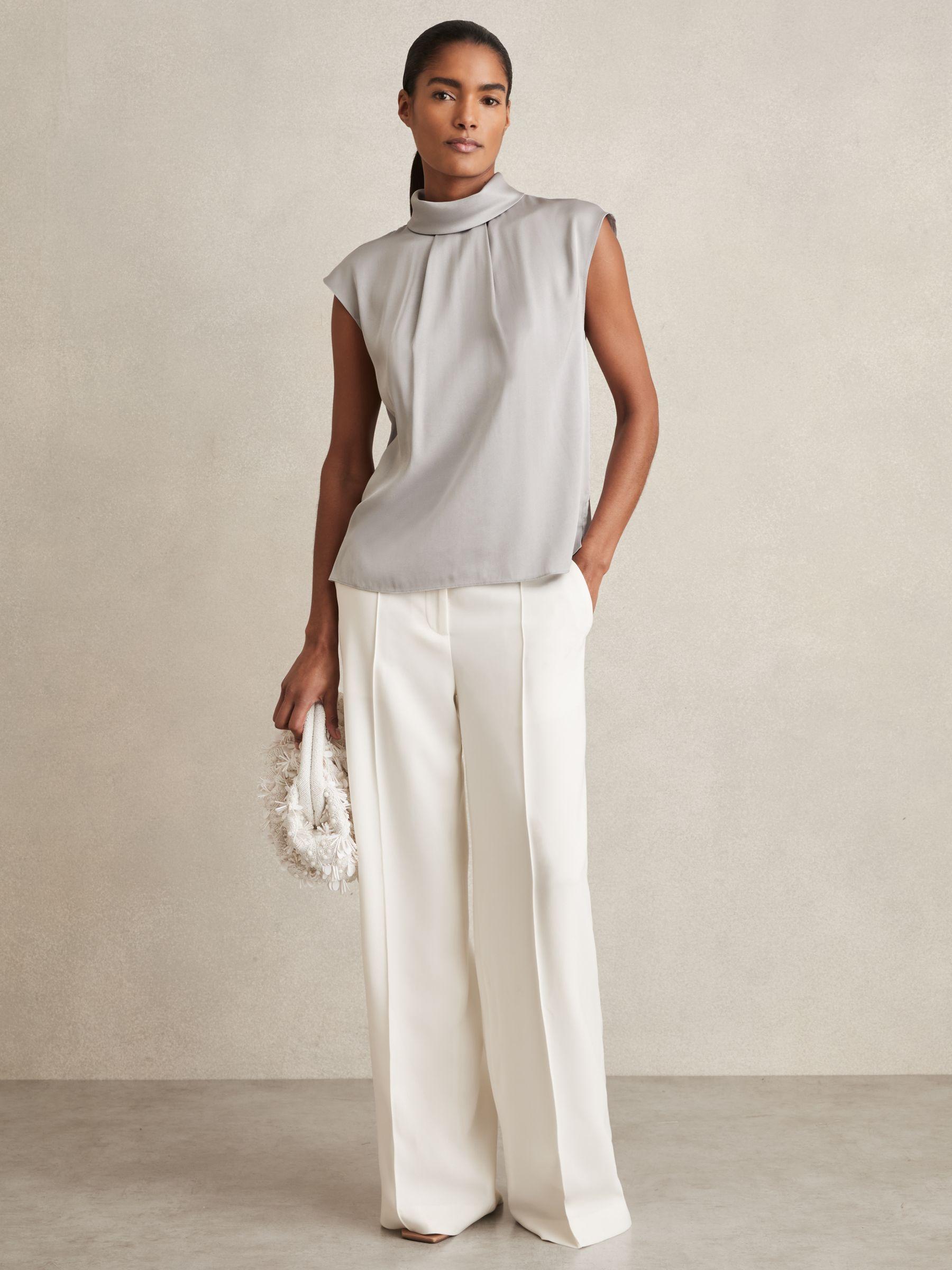 High Neck Shell Top in Grey Product Image