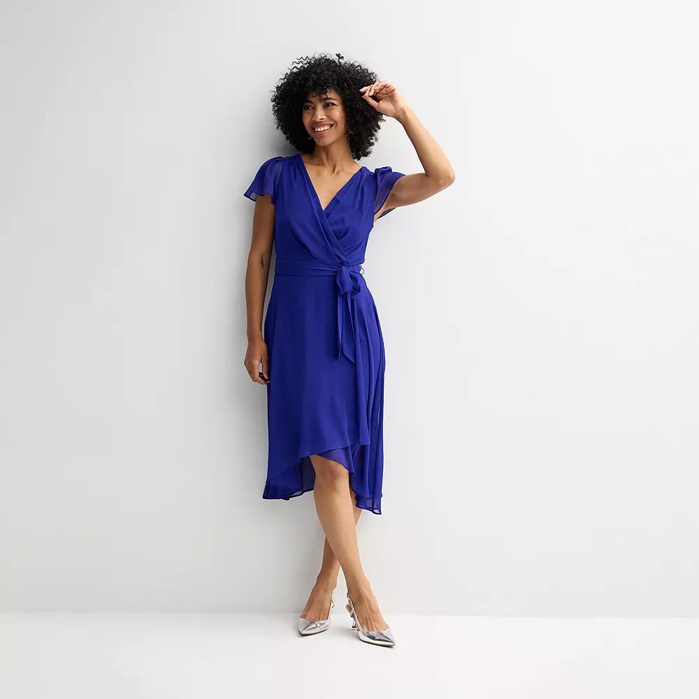 Women's Harper Rose Short Sleeve Crinkle Chiffon Wrap Dress, Size: 2, Ultramarine Product Image